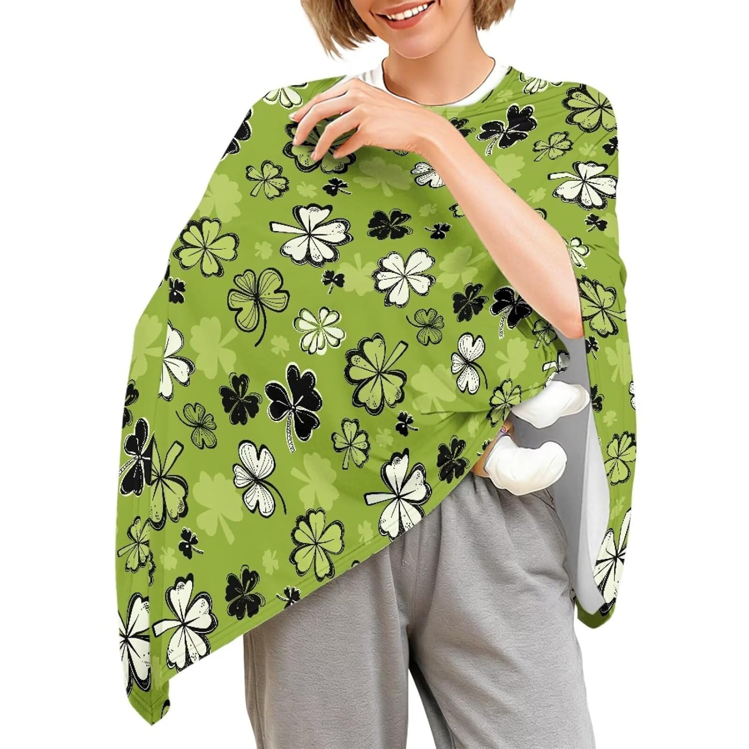 Clover Print Nursing Covers for Breastfeeding Portable Breastfeeding Cover Carseat Shawl-Style Newborn Essentials Must Haves Privacy Stroller Cover for Winter