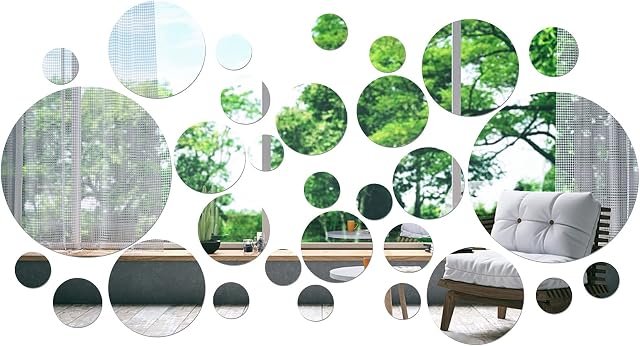 Skisneostype 30 Pieces Round Mirror Wall Stickers DIY Mirror Wall Sticker Removable Acrylic Setting Wall Sticker Decal for DIY Craft & Scrapbooking Accessory Home Decoration