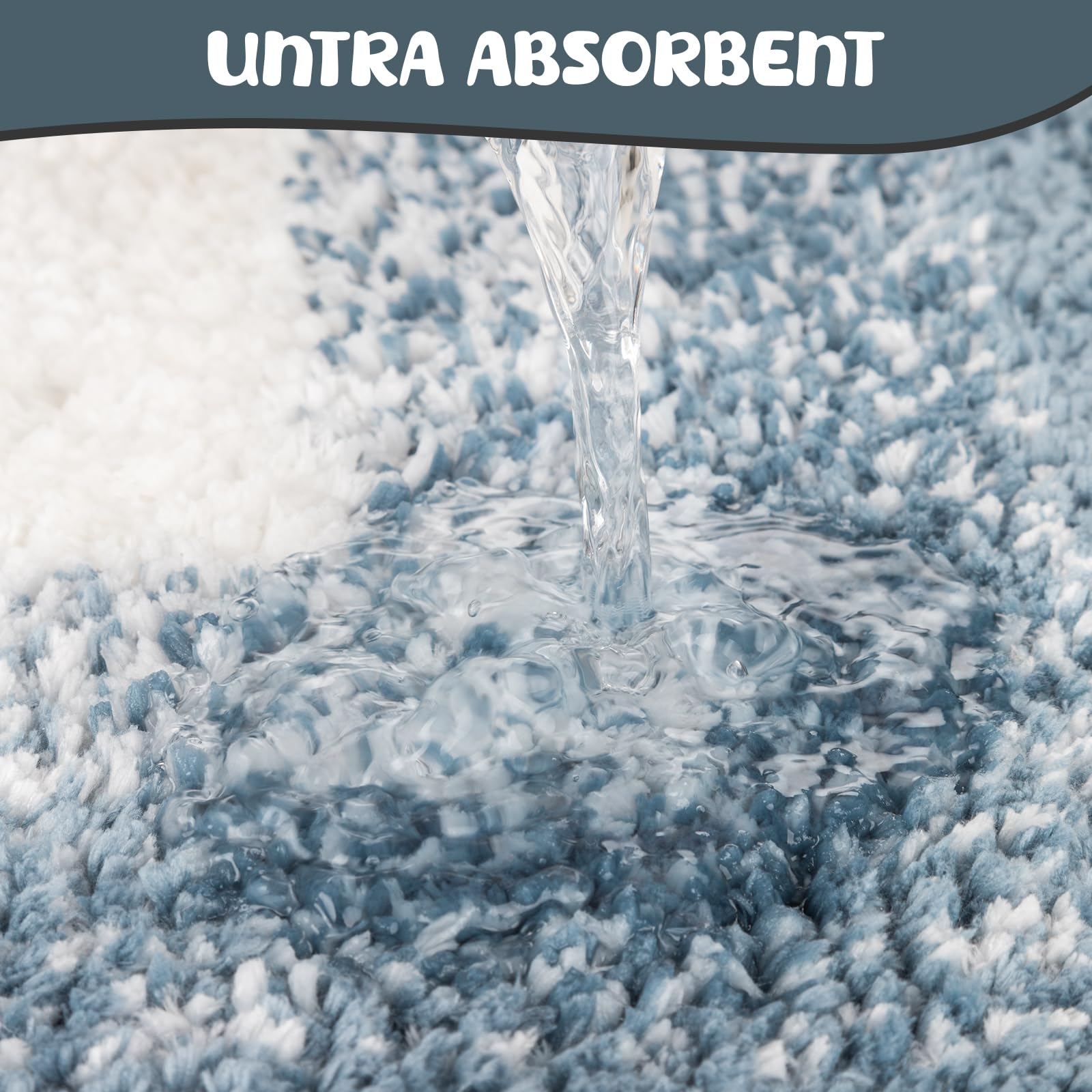 Alfombra Baño 2 Piezas de Microfibra, Absorbente Alfombrillas baño de Pelo Largo y Alfombrillas para Inodoro, Antideslizante y Lavable(80x50cm+50x50, Azul)