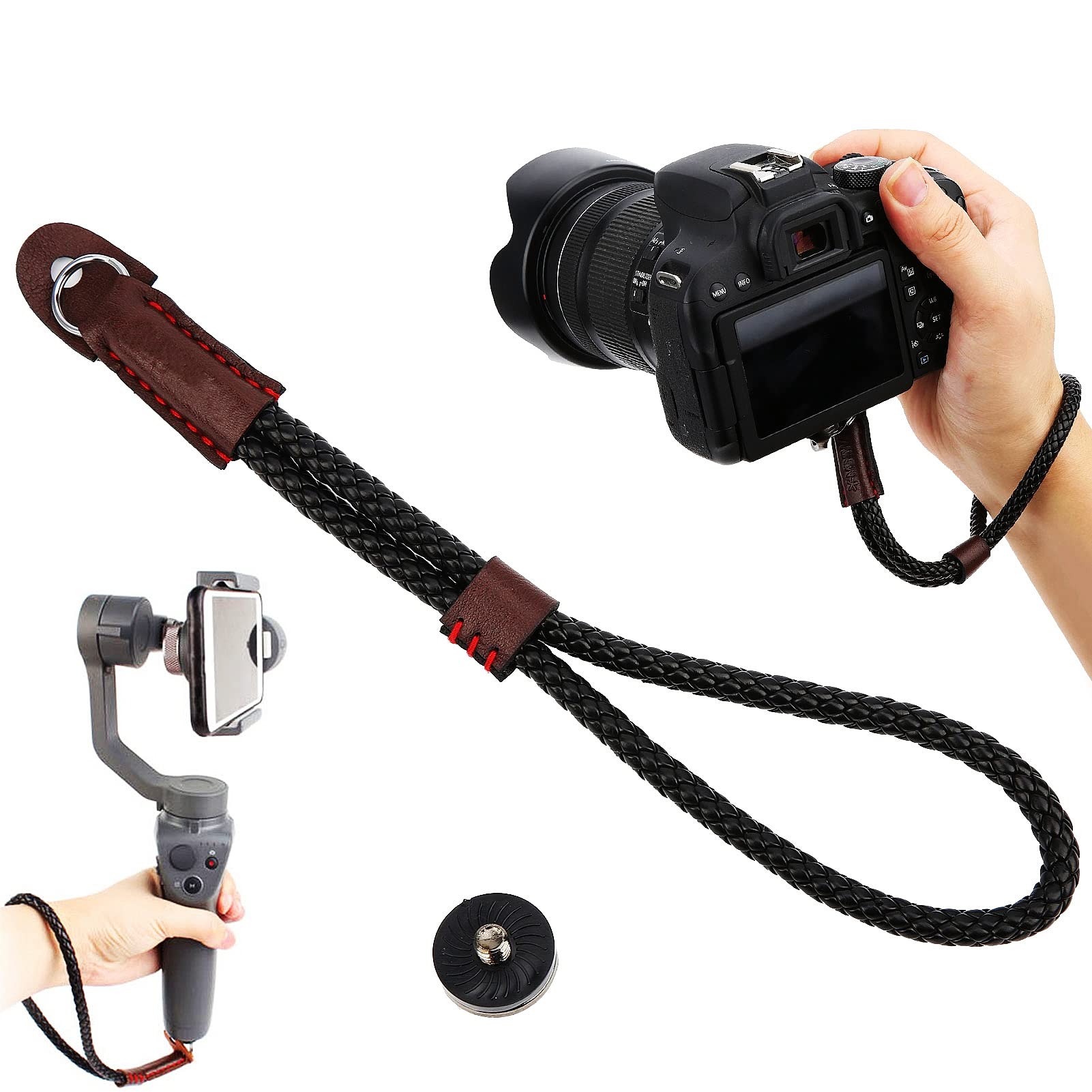 Opaska na Nadgarstek Aparatu, Uniwersalnie Regulowany Uchwyt ze Skóry PU, Smycz do ONE X2 / 2 / Mobile 2/3 / Stabilizatora 4