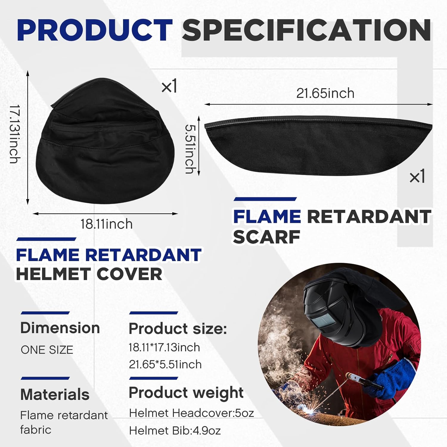 Jecery 2 Pcs Welding Helmet Cover and Helmet Bib Set, Welding Accessories with Press Fit Seal for Neck Protection, Fits Most (Classic Black)
