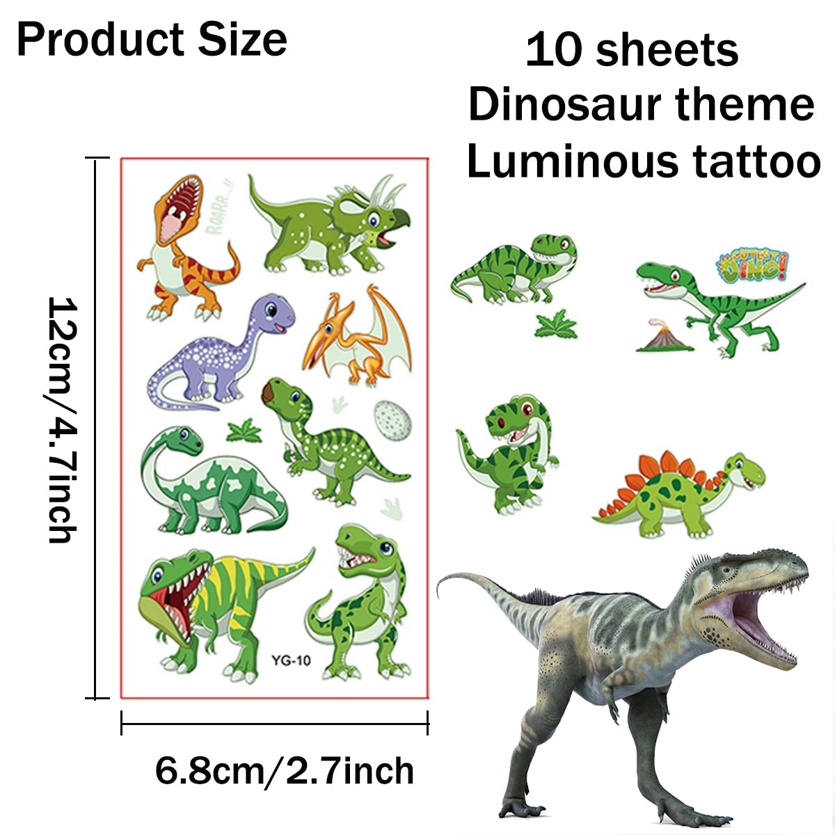 Tatuaggi Temporanei Bambini 96 Pezzi - Set Dinosauri Spazio Mostri Per Feste - Foto 13