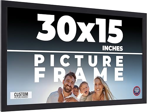 Marco negro de 30 x 15 pulgadas, ancho del marco de fotos de 0.75 pulgadas Profundidad del marco interior de 0.5 pulgadas Marco de fotos Noir
