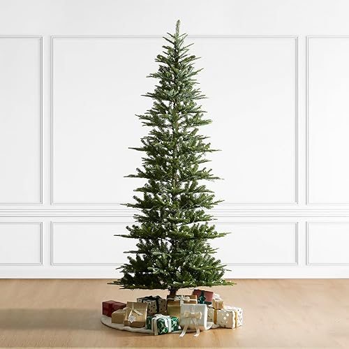 Vista 141 de Glitzhome Prelit Christmas Tree, 6ft Flocked Artificial Christmas Tree Serene Snowscape Fir with 300 Warm White Lights for Home, Office, Party