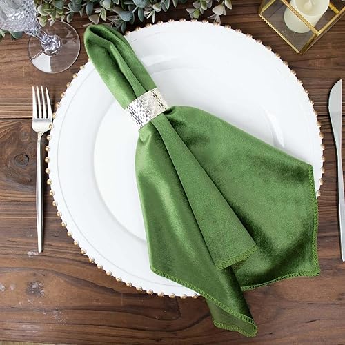 Miniatura 9 de Efavormart - Servilletas de lino de terciopelo sin costuras de alta calidad de 20 x 20 pulgadas, color verde oliva, 5 unidades