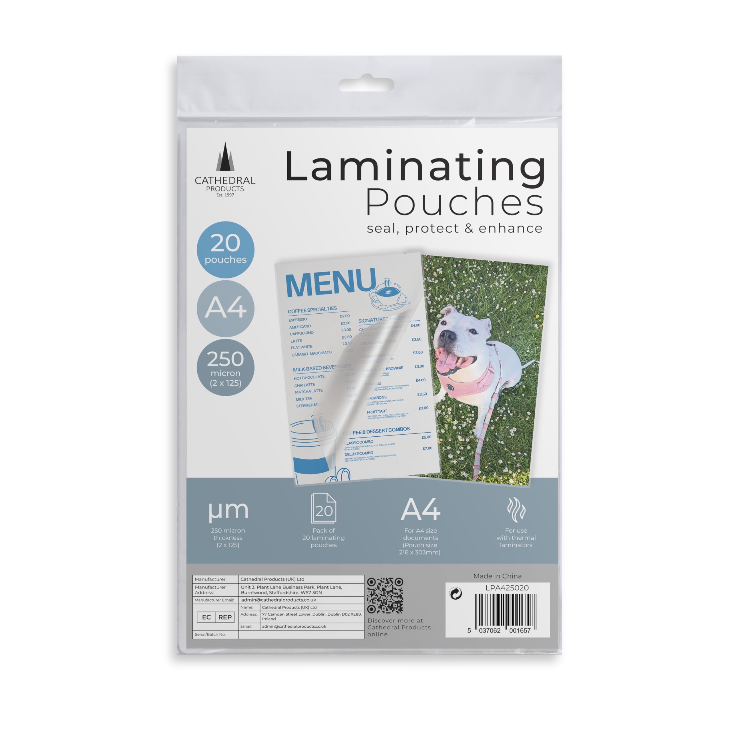 Cathedral Products Laminating Pockets Laminating Pouch A4 250 Micron -