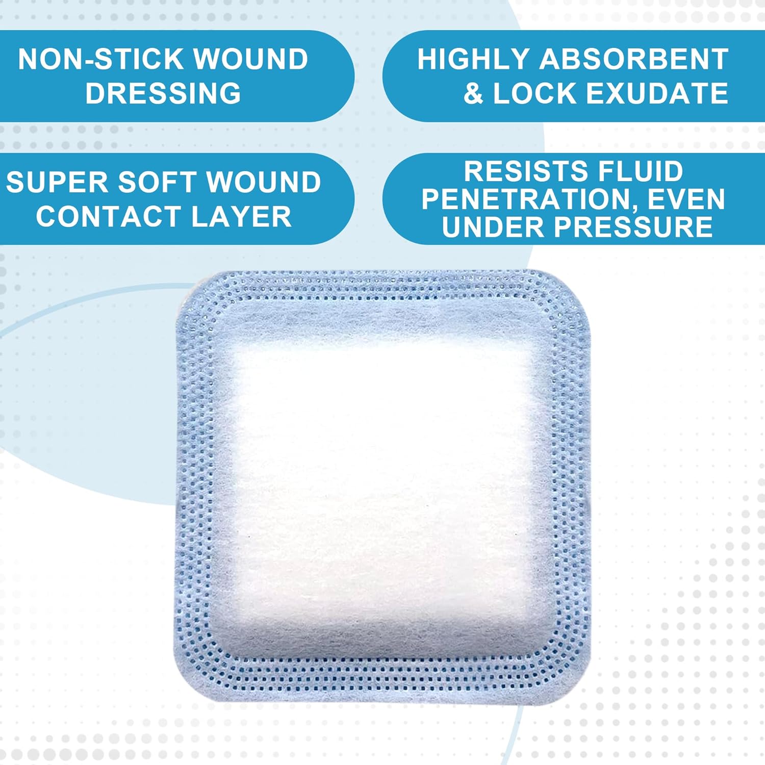 MedVance Super Absorbent Dressing, Non-Adhesive Pads for Wound Care, Pressure Ulcers & 1st/2nd Degree Burns, Superior Moisture Absorption, Box of 5 dressings (4"x4" Bandage, 2.75"x2.75" Absorbent Pad) - Image 3