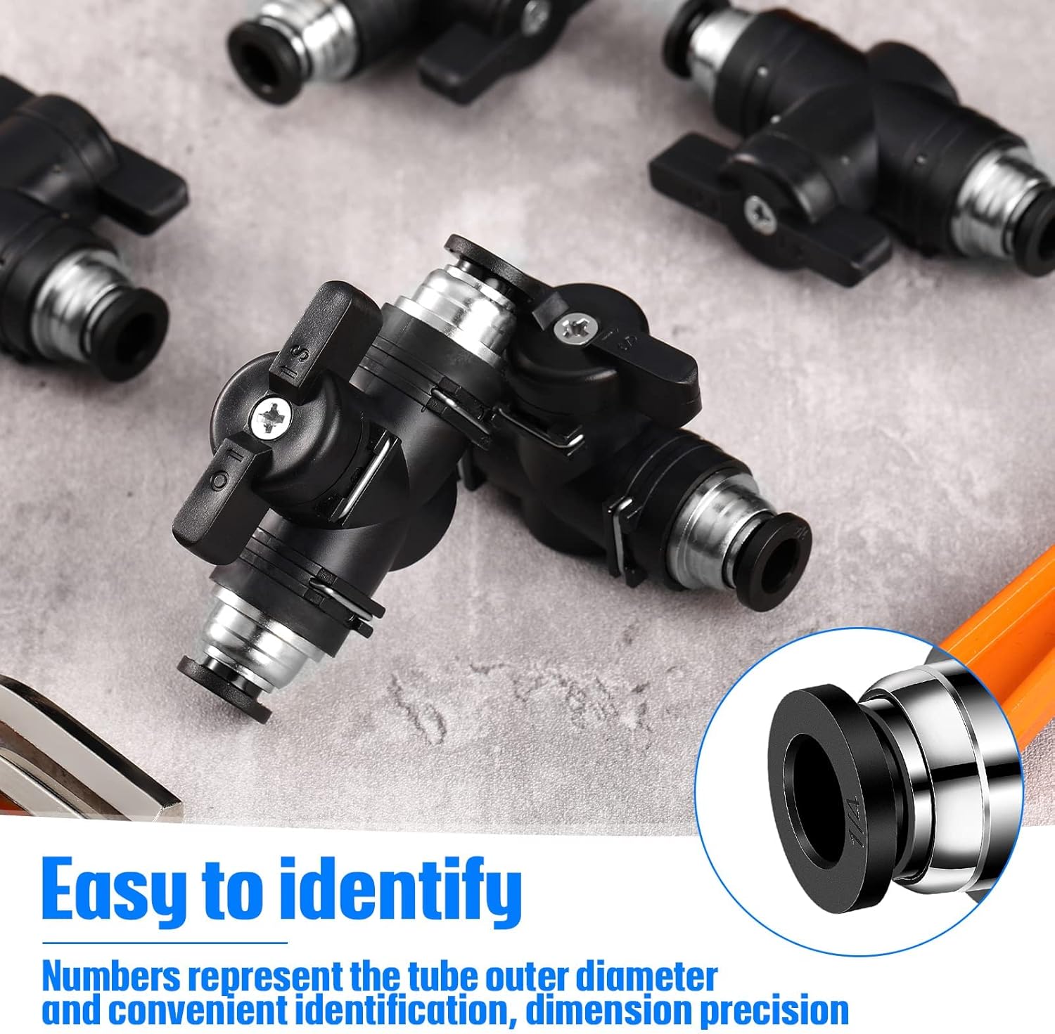 5 Pieces Pneumatic Ball Valve Push to Connect Fittings Ball Valve PVC Air Flow Control Valve Air Fittings Straight Quick Connect Union Air Quick Connect Air Hose Fittings (1/4" x 1/4" OD) : Industrial & Scientific
