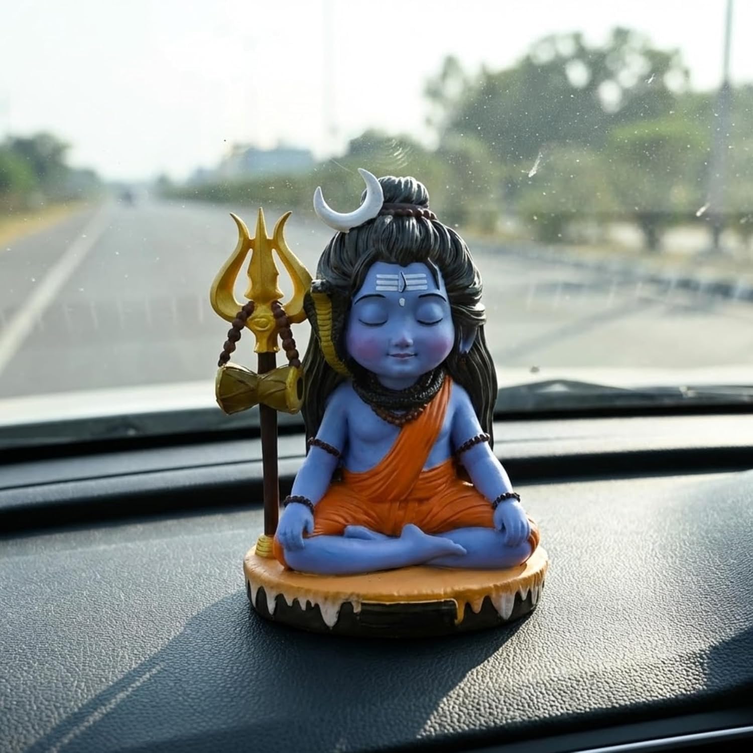 Shivji Idol for Car Dashboard, Home Temple & Office Desk | Compact Resin Mahadev Murti for Puja Room, Table Decor & Spiritual Gift (Mahadev Mini Statue)-image-37