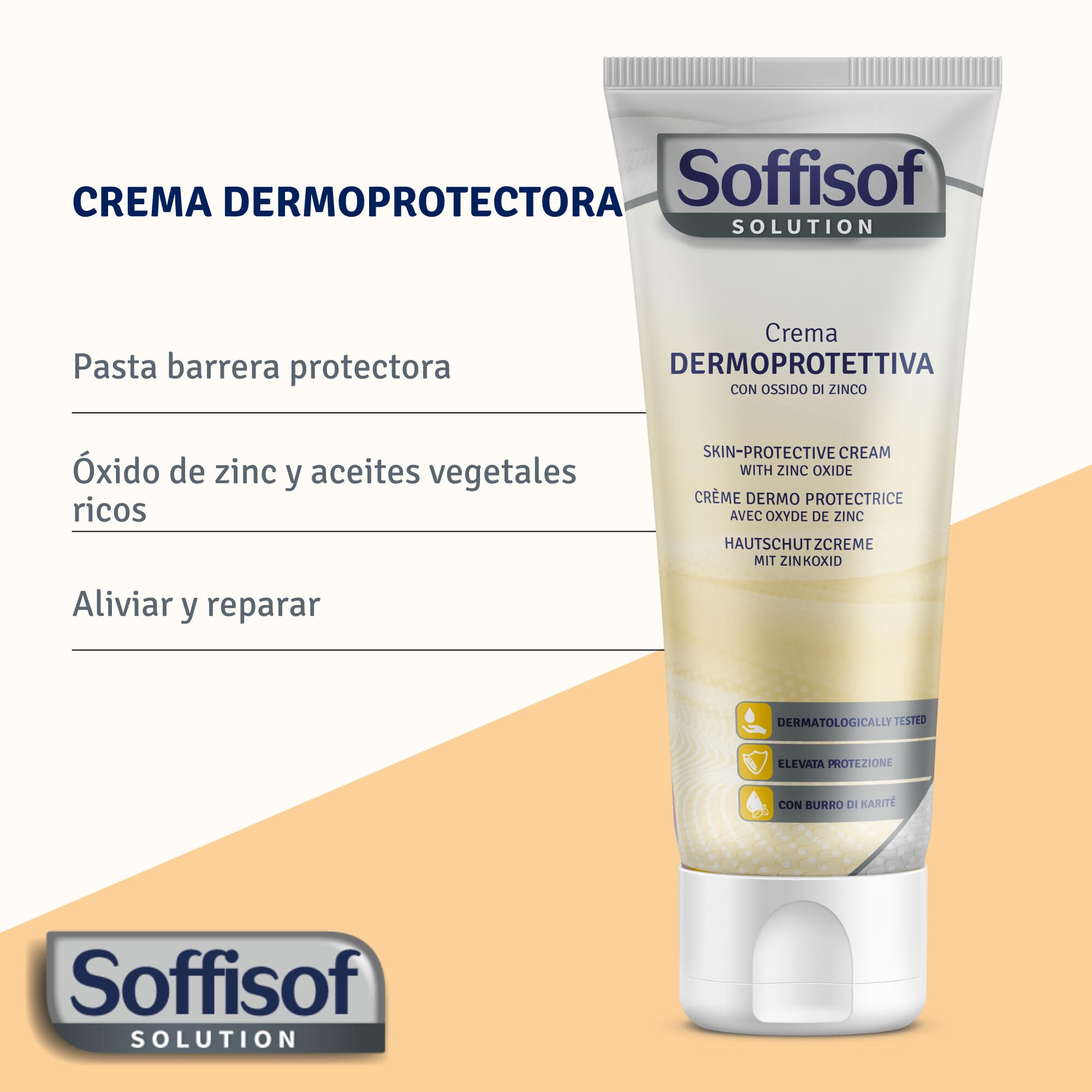 Soffisof Crema Dermoprotectora 200 ml - 10% Óxido de Zinc - Pasta Barrera para Mayores, Adultos y Bebés - Protección de Enrojecimientos e Irritaciones con Manteca de Karité y Bisabolol - Formato Maxi