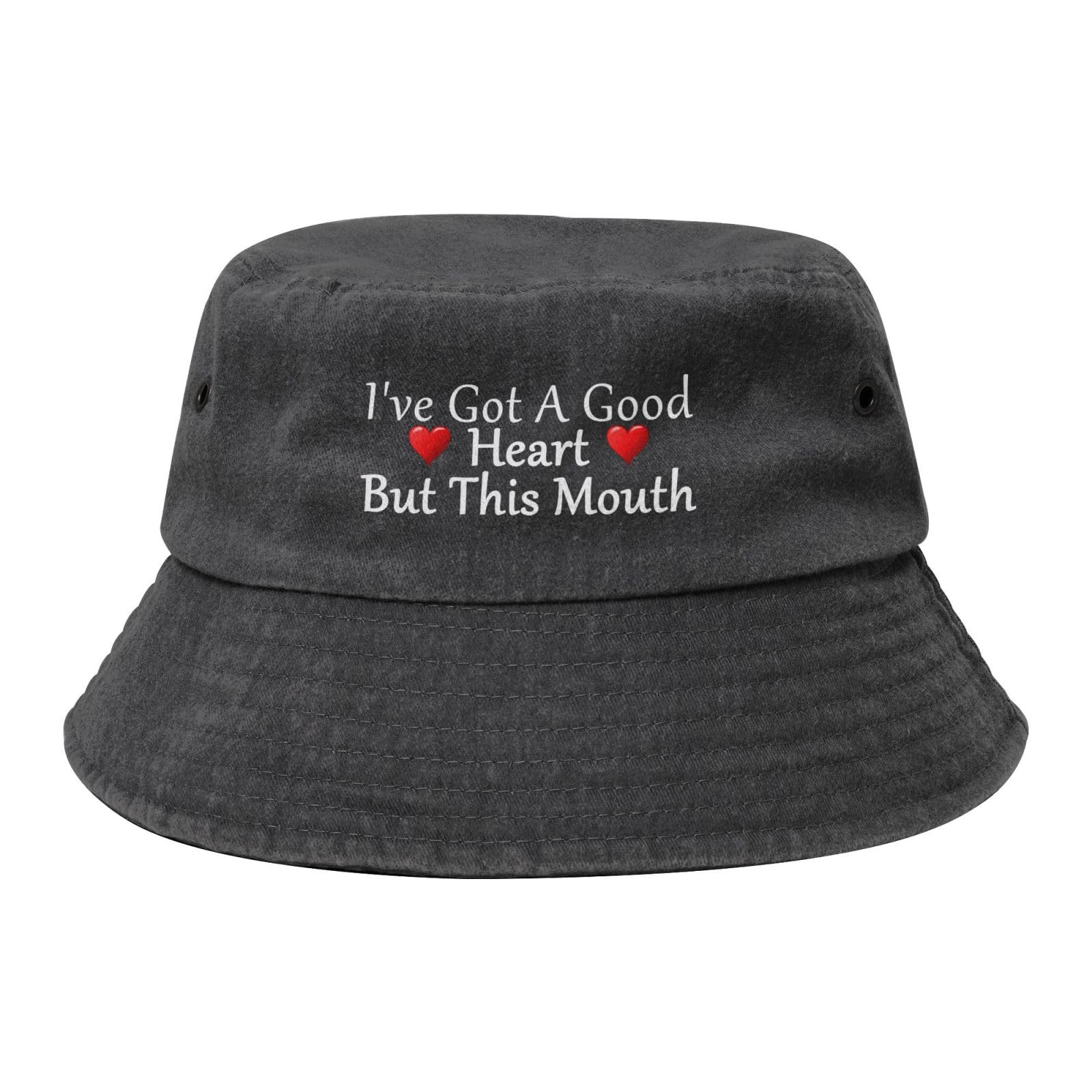 Qauirfe I've Got A Good Heart But This Mouth Fashion Cowboy Denim Fisherman Hat Outdoor Fishing Cap Sun