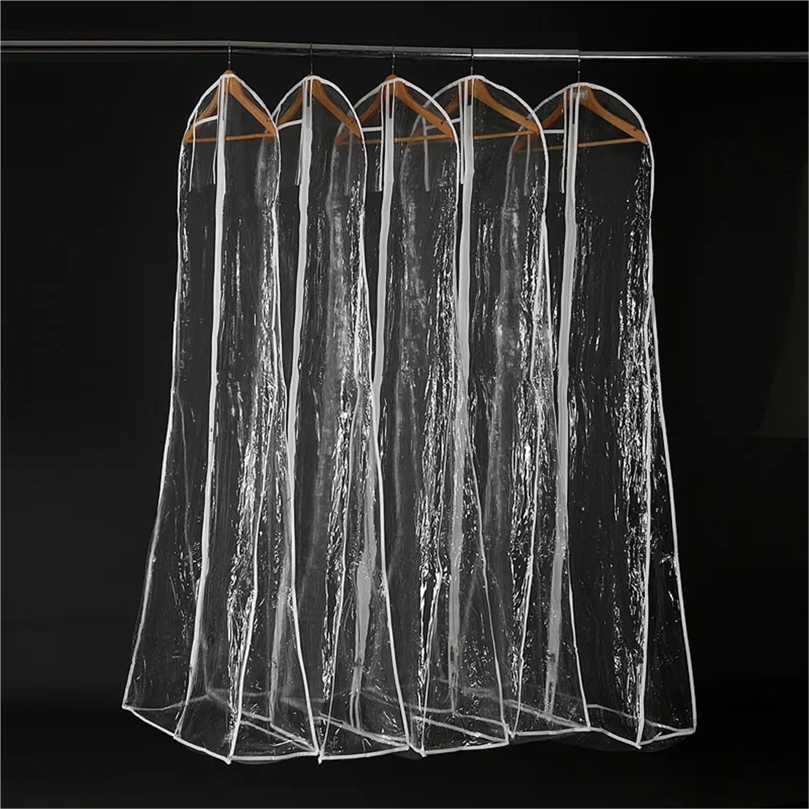 Copriabiti Antipolvere Copriabiti in PVC trasparente solido da 160 cm e 180 for abiti sposa, extra large(Transparent 5pcs,1.8M)