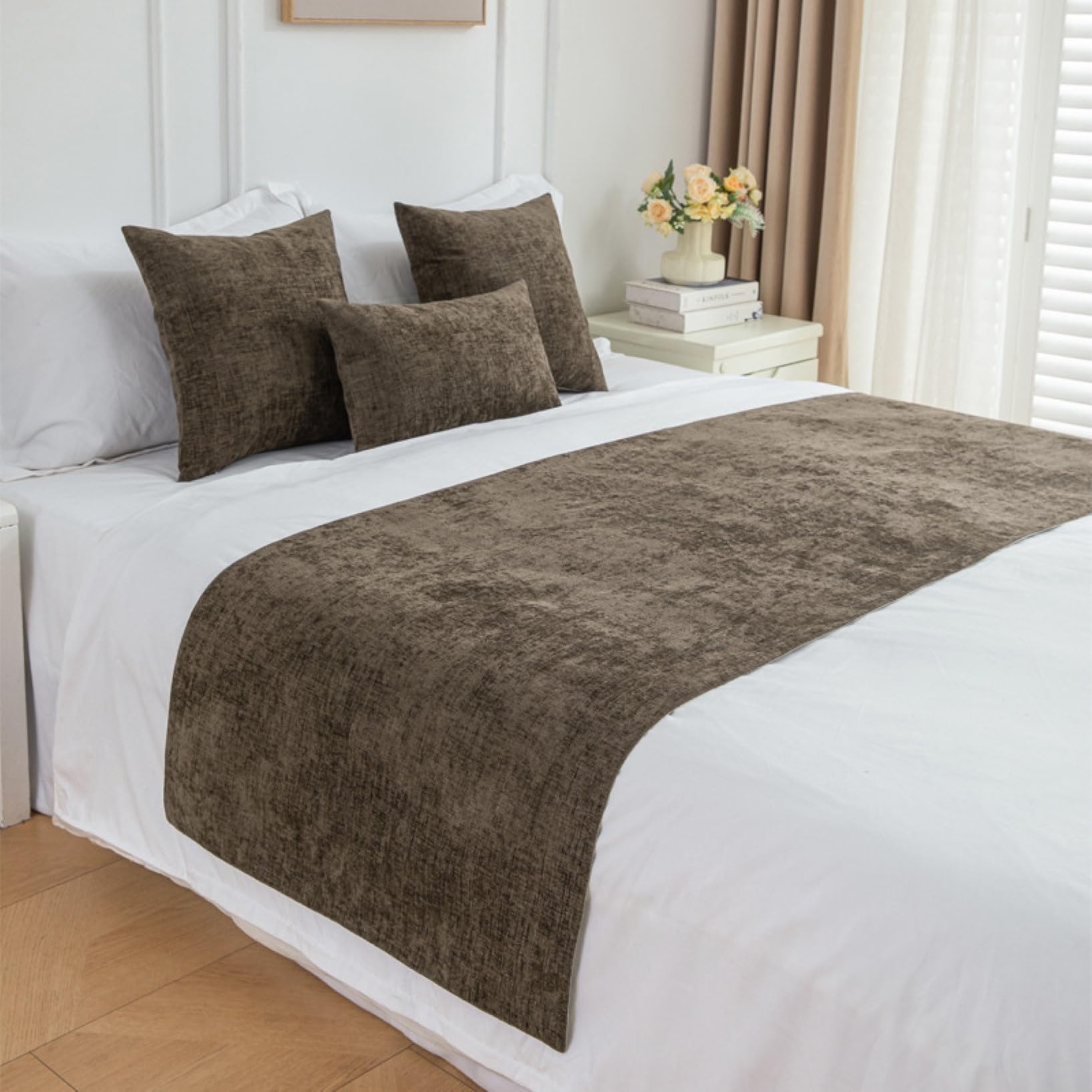 Housse de protection décorative marron chemin de lit hôtel 65 x 240 cm