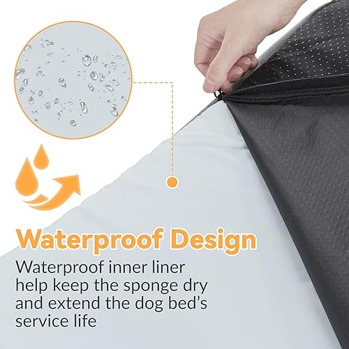 Miniatura 4 de Cama ortopédica para perros medianos, impermeable, de espuma viscoelástica, con parte inferior antideslizante, lavable con funda extraíble lavable,