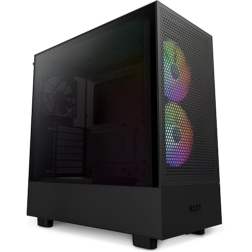 NZXT H5 Flow RGB ATX Mid-Tower Gaming Case - High Airflow, Tempered Glass, Cable Management, 280mm Radiator Support - Black