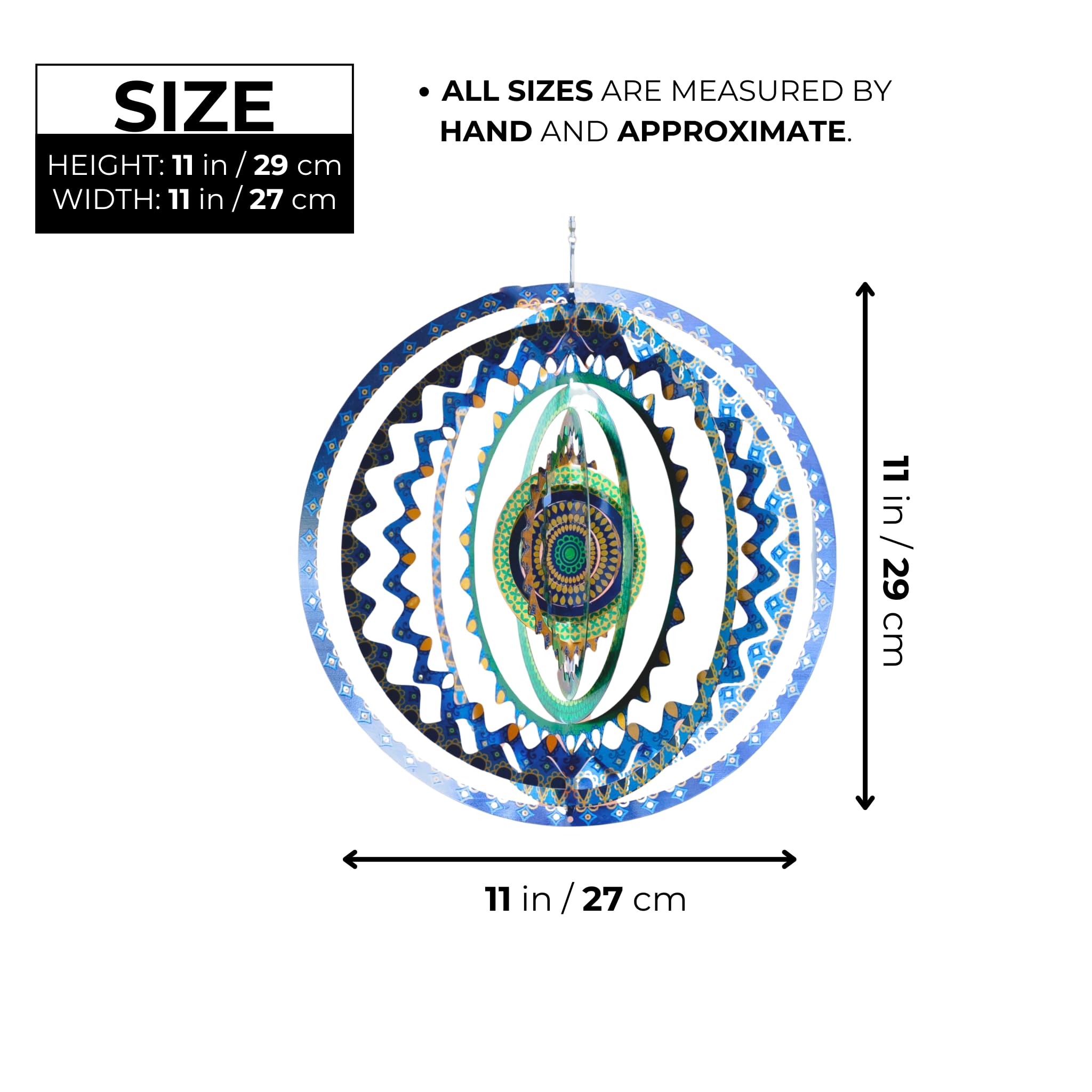 ACCENT COLLECTION HZ Geometric Stainless Steel Garden Wind Spinner, 11