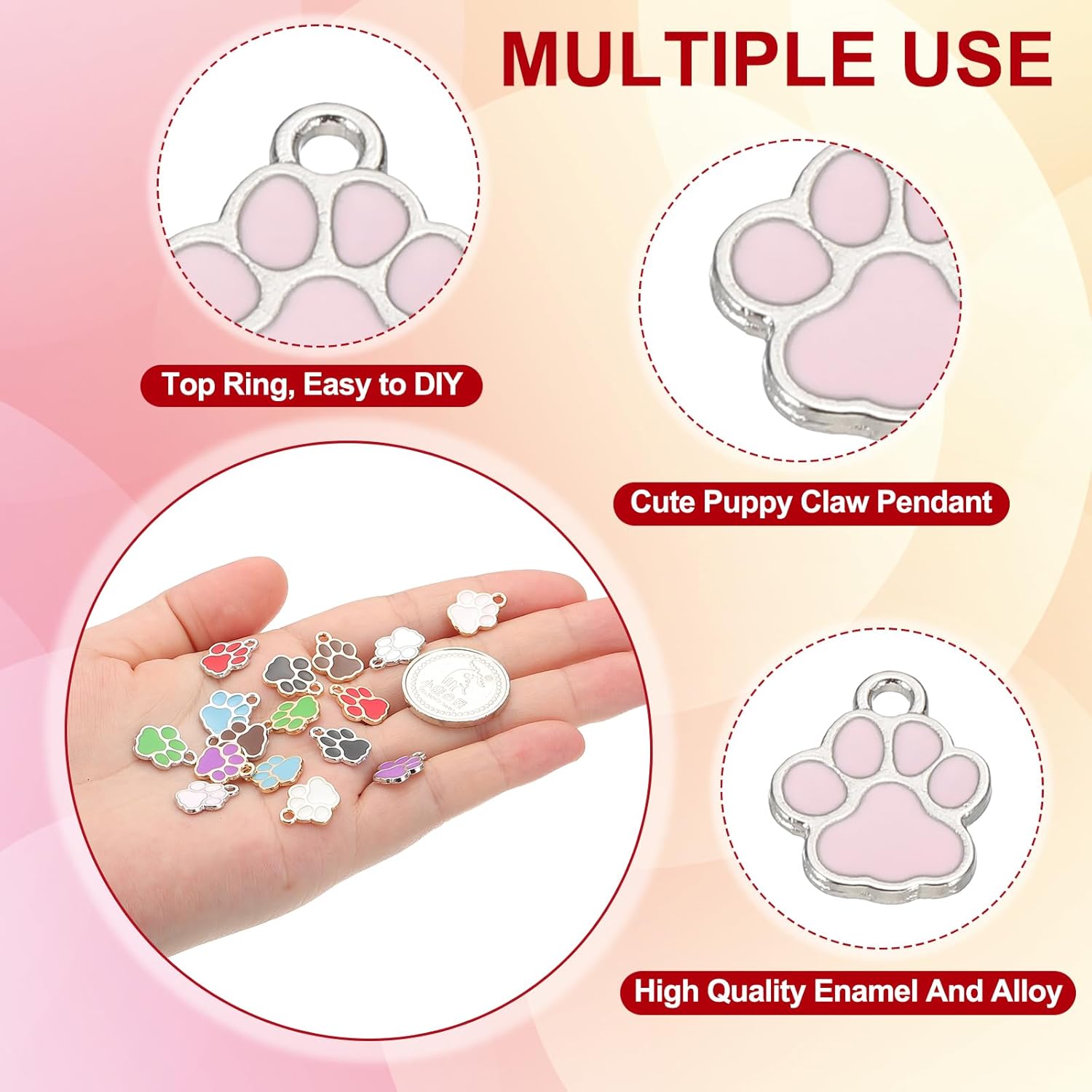 PATIKIL Enamel Dog Paw Print Charms, Lovely Paw Pendant Keychain Charm for Jewelry Making DIY Pet Memorial Gifts - Image 3