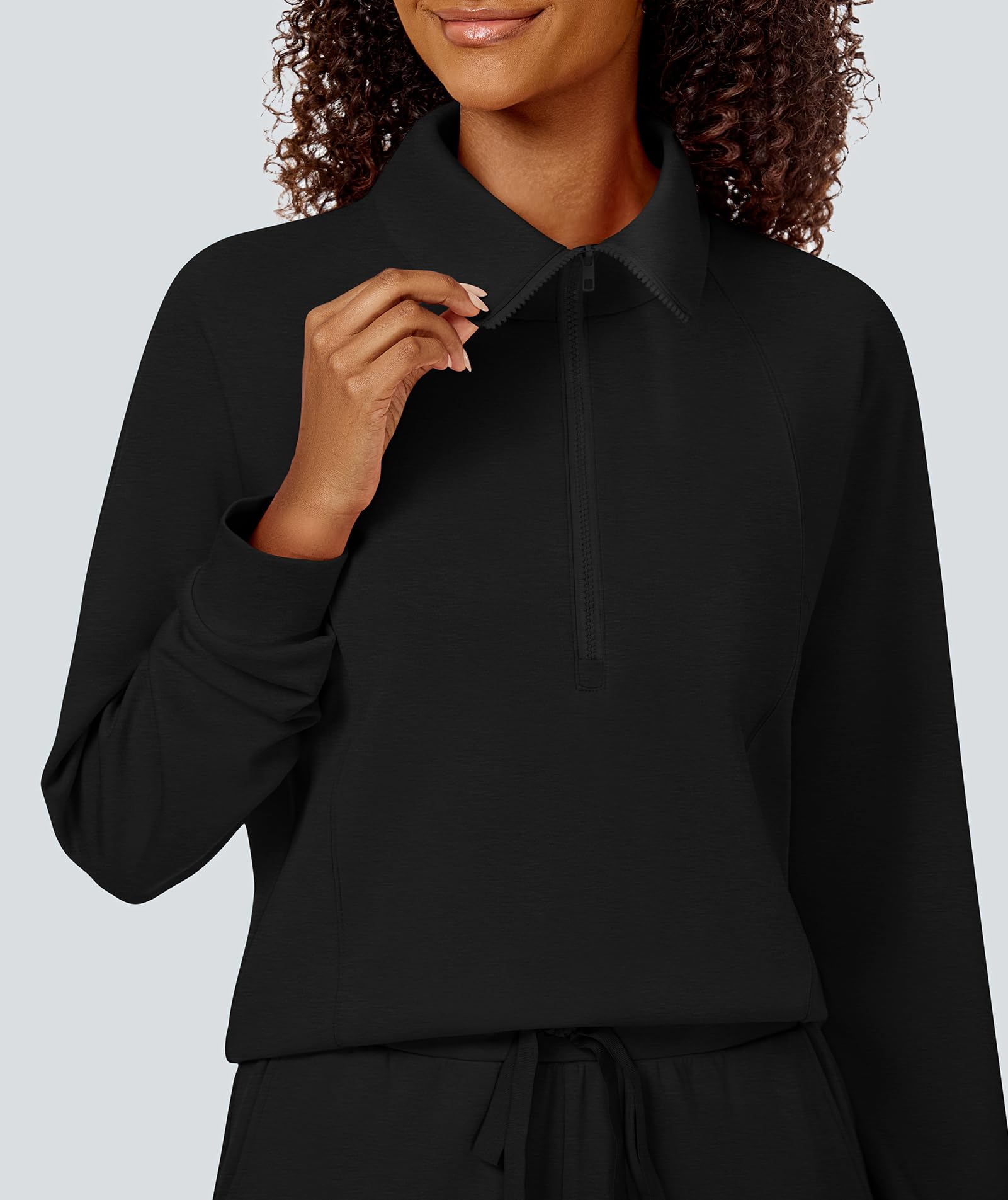 Casly Lamiit Conjunto de 2 piezas para mujer, sudadera con solapa y media cremallera, pantalones deportivos a juego, conjuntos de otoño