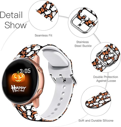 Miniatura 3 de FTFCASE Correas deportivas de silicona floral de 0.78 pulgadas compatibles con Samsung Galaxy Wacth 7/6/5/4/3/5 Pro/6&4 Classic/Wacth Active 2&1,