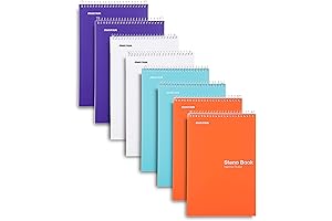 Mintra Office Steno Book, 6x9 Narrow Ruled Spiral Notebook with Poly Cover