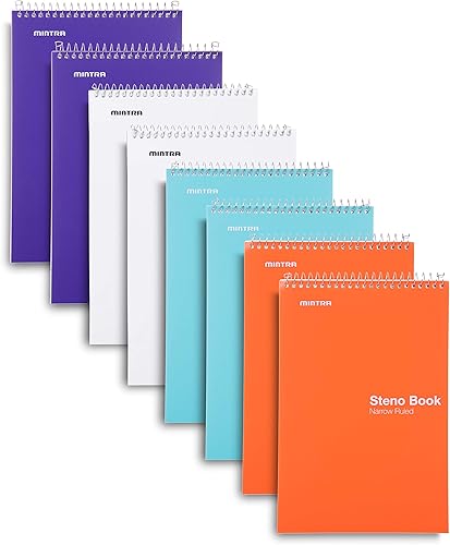 Vista 15 de Mintra Office Steno Book - (colores pastel, 4 blocs por paquete, con rayas Gregg) – 6 x 9 pulgadas, 70 hojas, cuaderno para escribir notas