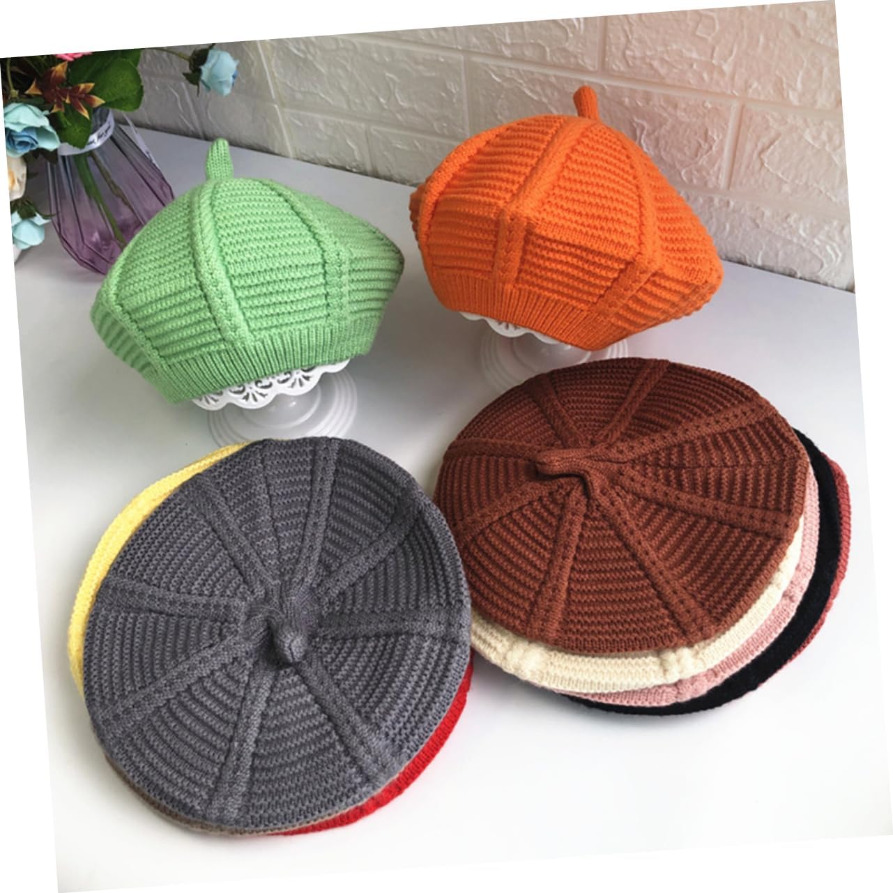 LIFKOME 3pcs Grey Wool Beret Hat for Boys and Girls Stylish Autumn Beanie Ears and Lightweight for Girls Fall Fashion Multiple Colors
