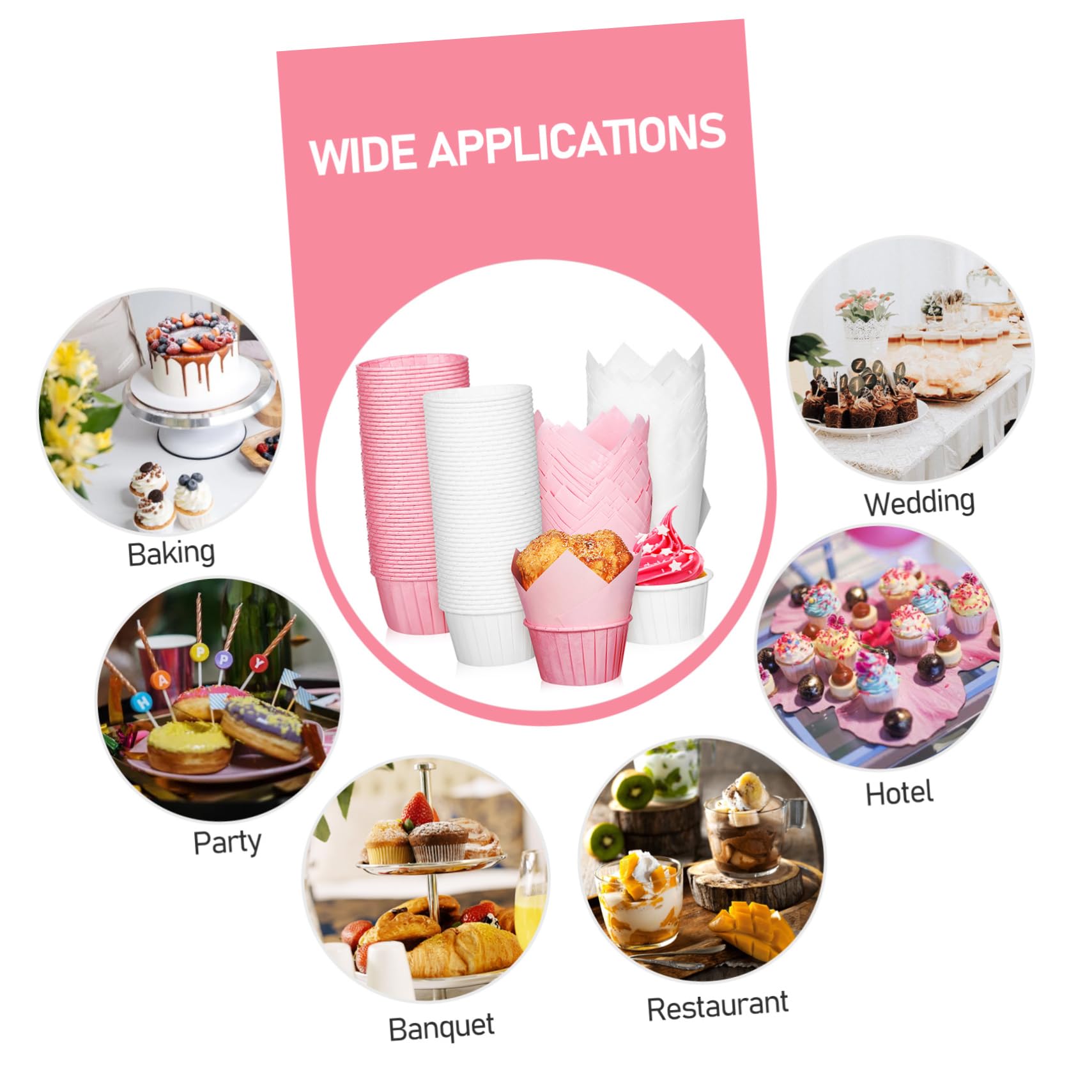 Didiseaon 200 Stück Papierförmchen für Cupcakes aus Hitzebeständigem Backpapier mit Glatter Oberfläche Vielseitig für Geburtstag und Party Geeignet