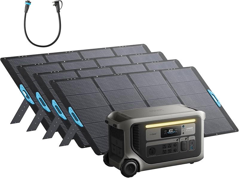 Central eléctrica portátil F3000 y 4 paneles solares de 400 W, 3072 Wh | Batería LiFePO4 de 3072 Wh, recarga rápida de 6000 W, listo para generador, generador solar para el hogar, exteriores, vehículos recreativos y uso de emergencia