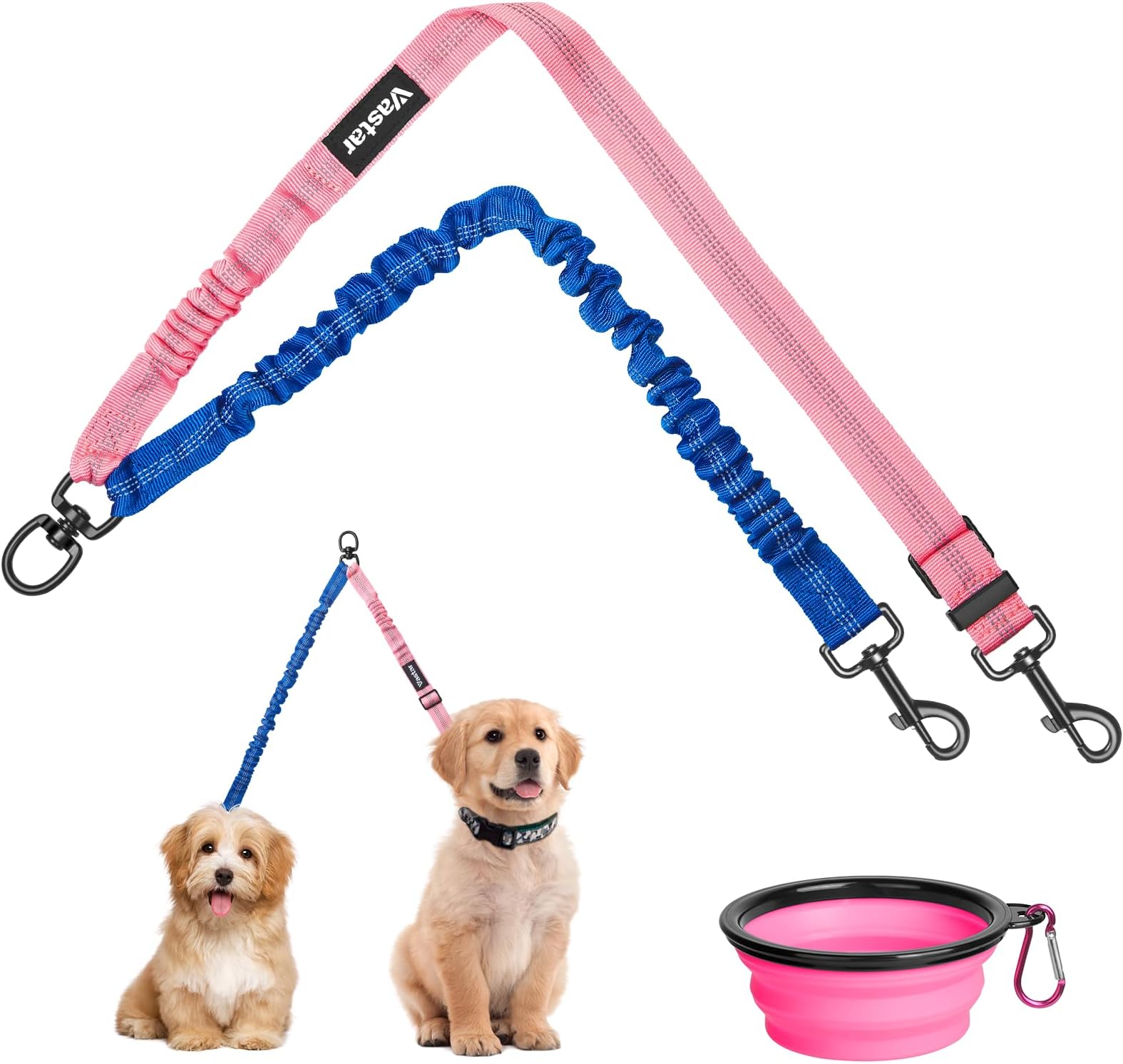 STGOOD No Tangle Dog Leash Coupler, Dual Double Dog