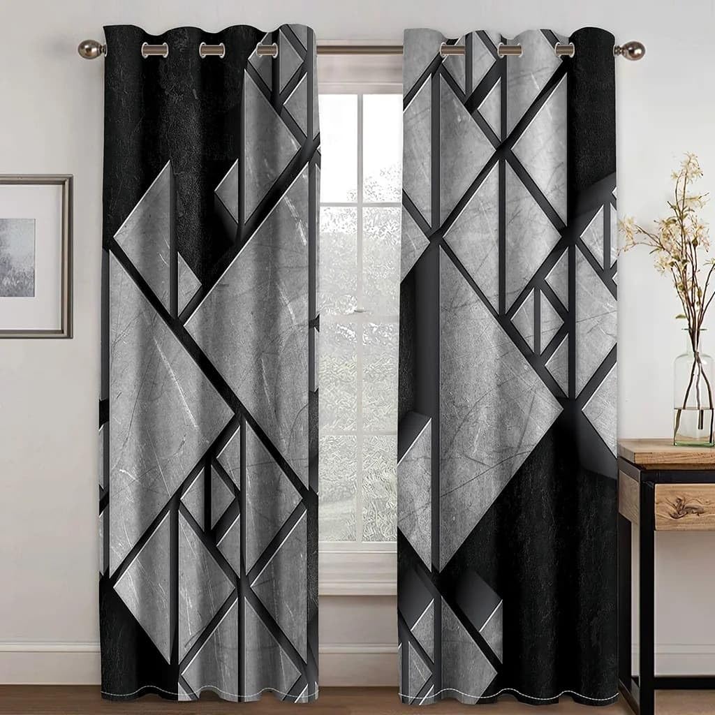 Rideaux pour séparation de pièce et cuisine avec motif diamant occultant et thermique