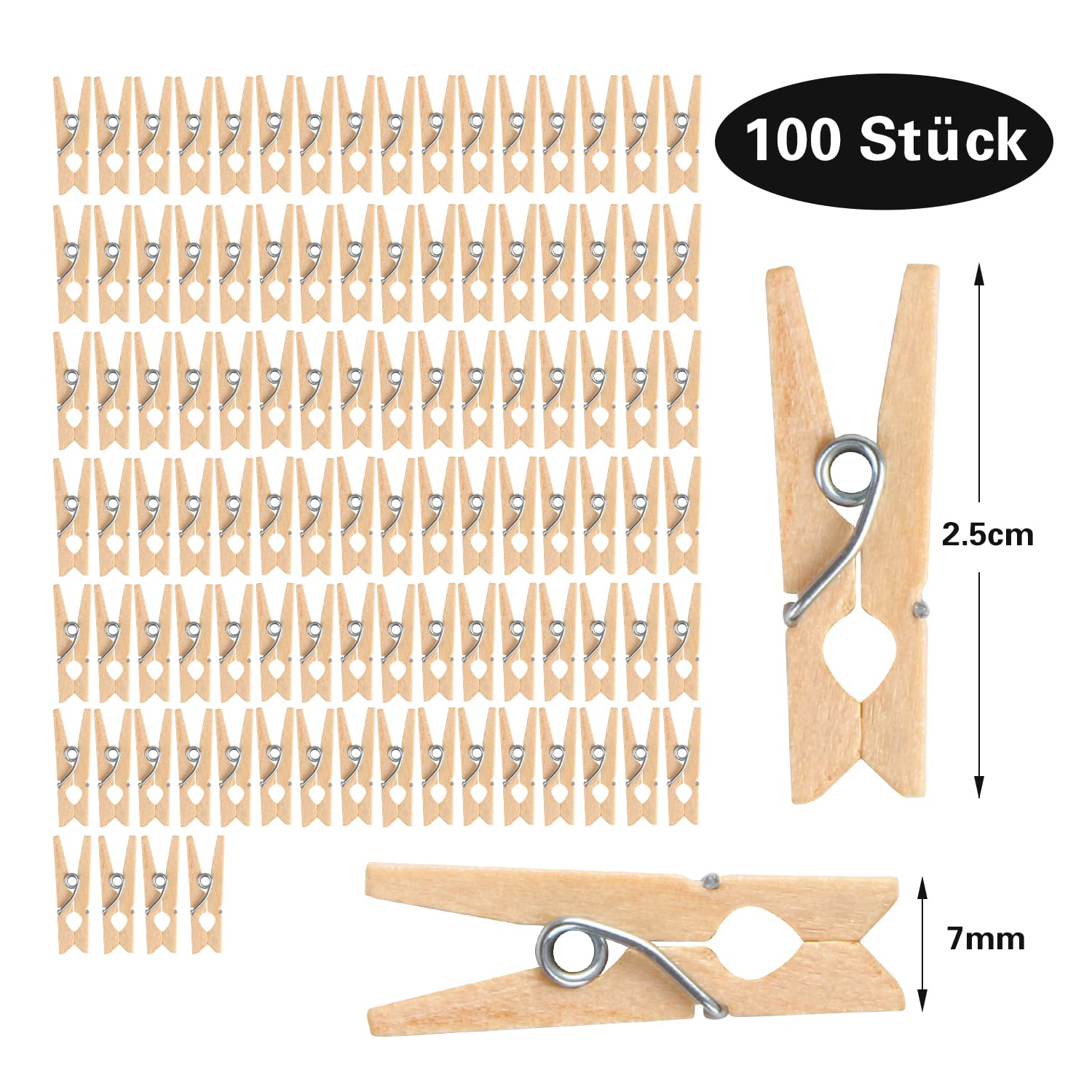 DERAYEE 100 Mollette In Legno Mini 2,5 Cm – Perfette Per Decorazioni, Foto E Craft - 4