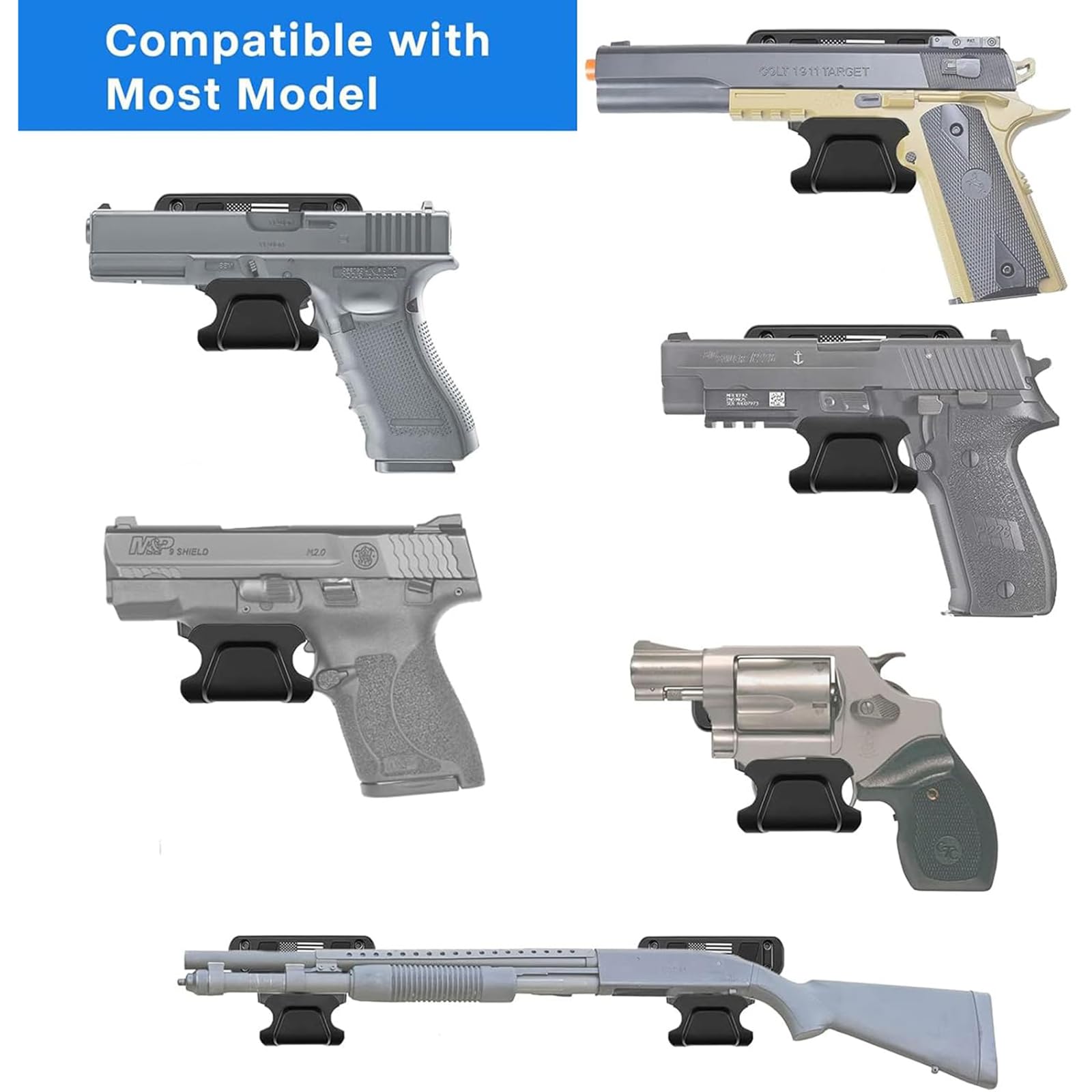 Monte Pistola Magnetica Con Protezione Della Protezione Del Grilletto, Supporto a Magnete Pistola, Con 60 Libbre, Facile Da Nascondere E Installare, Per Revolver, Pistola, Fucile, Fucile, Pistola