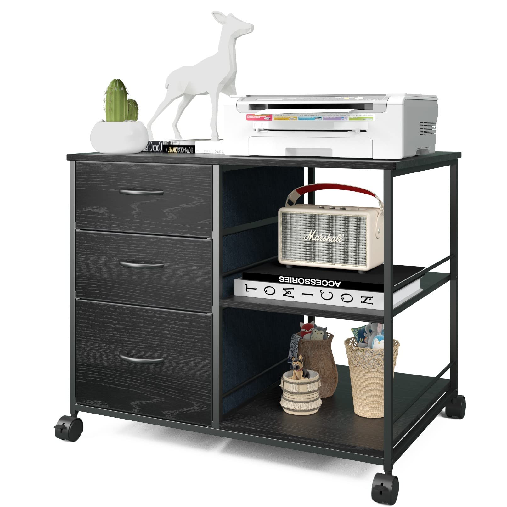 Buy 3 Drawer Office Storage File with Fabric Drawers, Printer