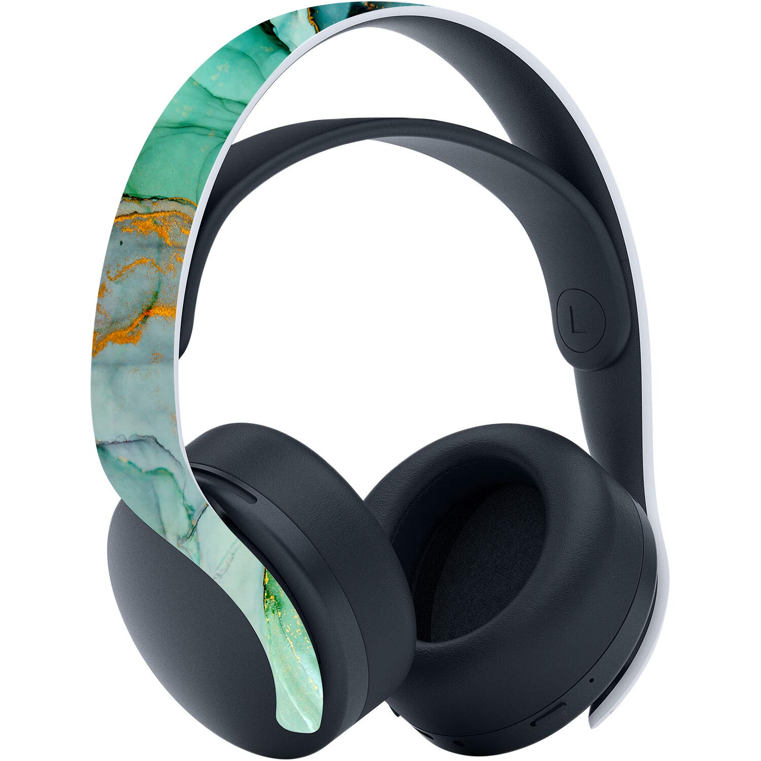 PlayVital Calcomanía Vinilo para ps5 Edición Disc - Pegatina Completa para Consola, Control, Estación de Recarga, Control Remoto y Audífonos, Cubierta Protectora Adhesiva(Efecto Mármol Turquesa)