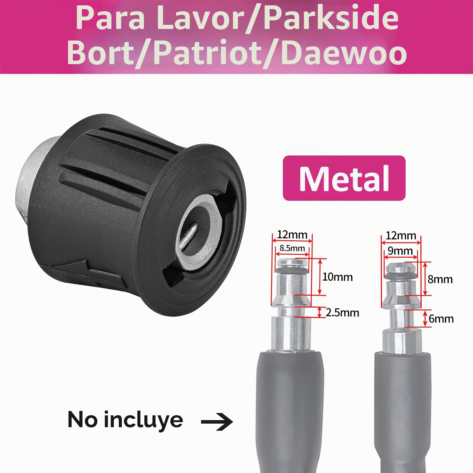 BEAR FORCE Conector de manguera de alta presión de metal de conexión rápida M22-14 mm hasta 280 bar para lavadora a presión Lavor Vax, limpieza de coche