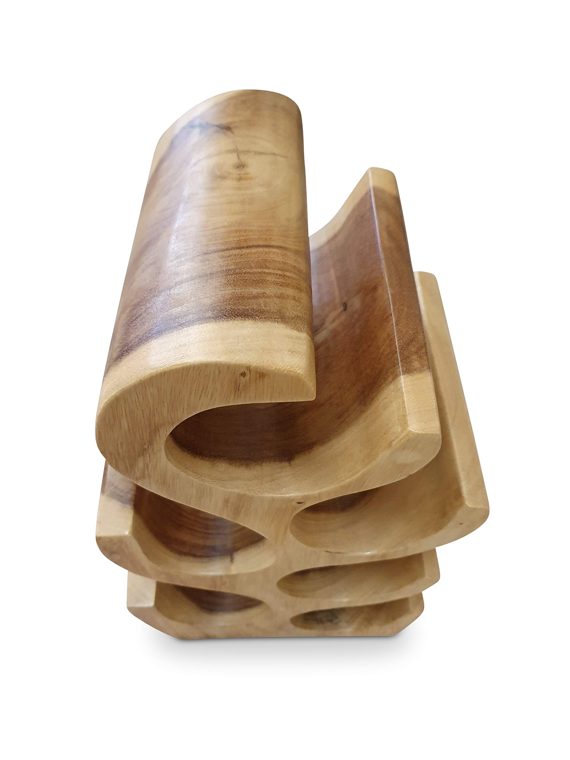 Kinaree Scaffale in legno di acacia naturale, per 6 bottiglie, realizzato a mano in Indonesia, in legno massello di design, idea regalo per gli amanti del vino