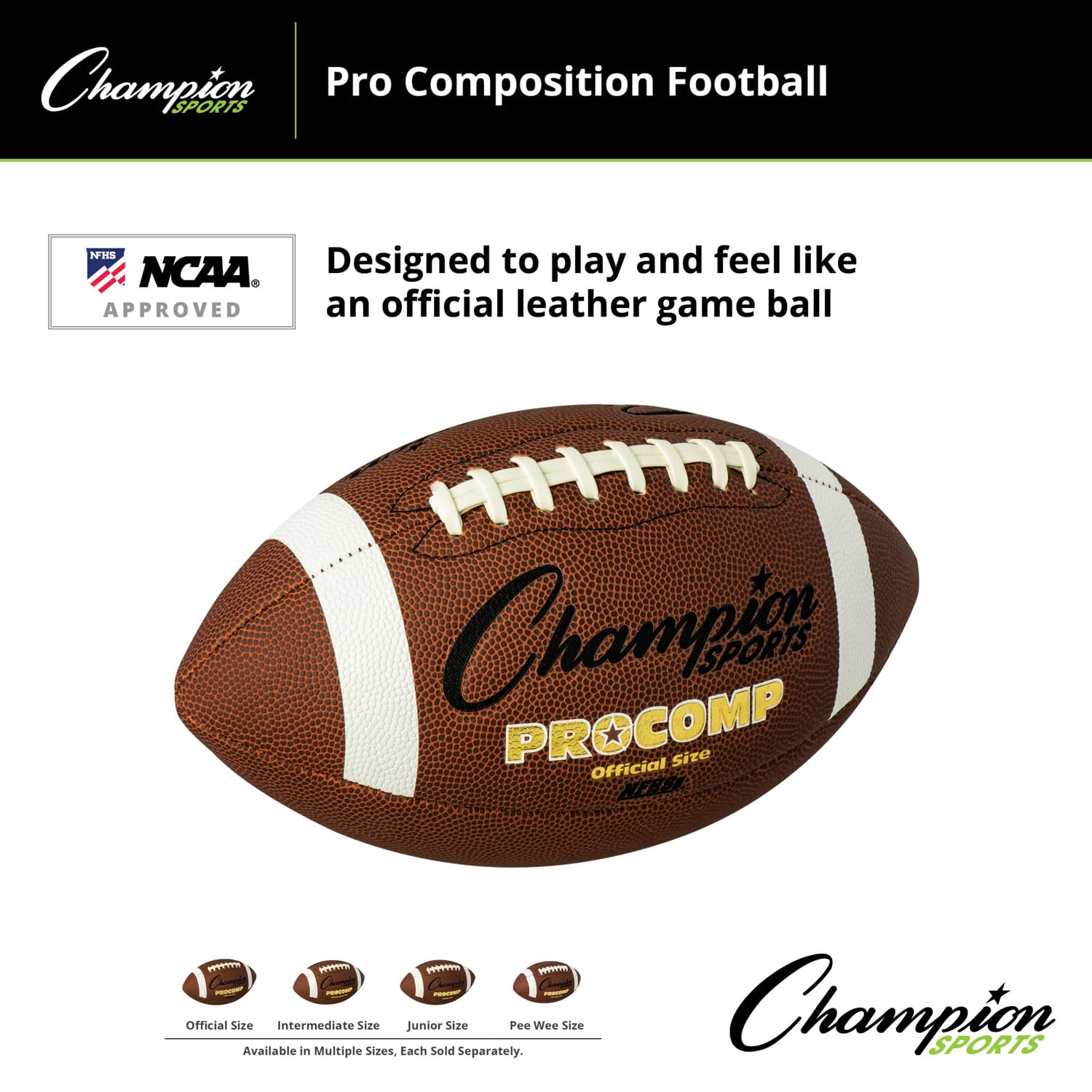 Champion Sports Official Size Composite Football, Brown (CF100)