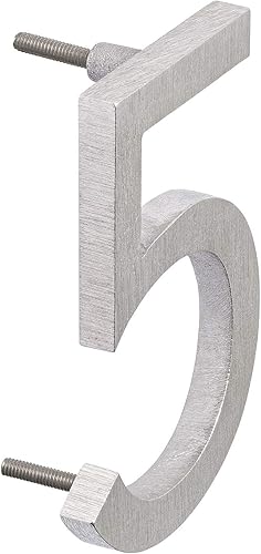 Miniatura 2 de Montague Metal Products MHN-06-F-BA1-5 Números de casa de dirección flotantes modernos y sólidos, 6 pulgadas, aluminio cepillado pulido