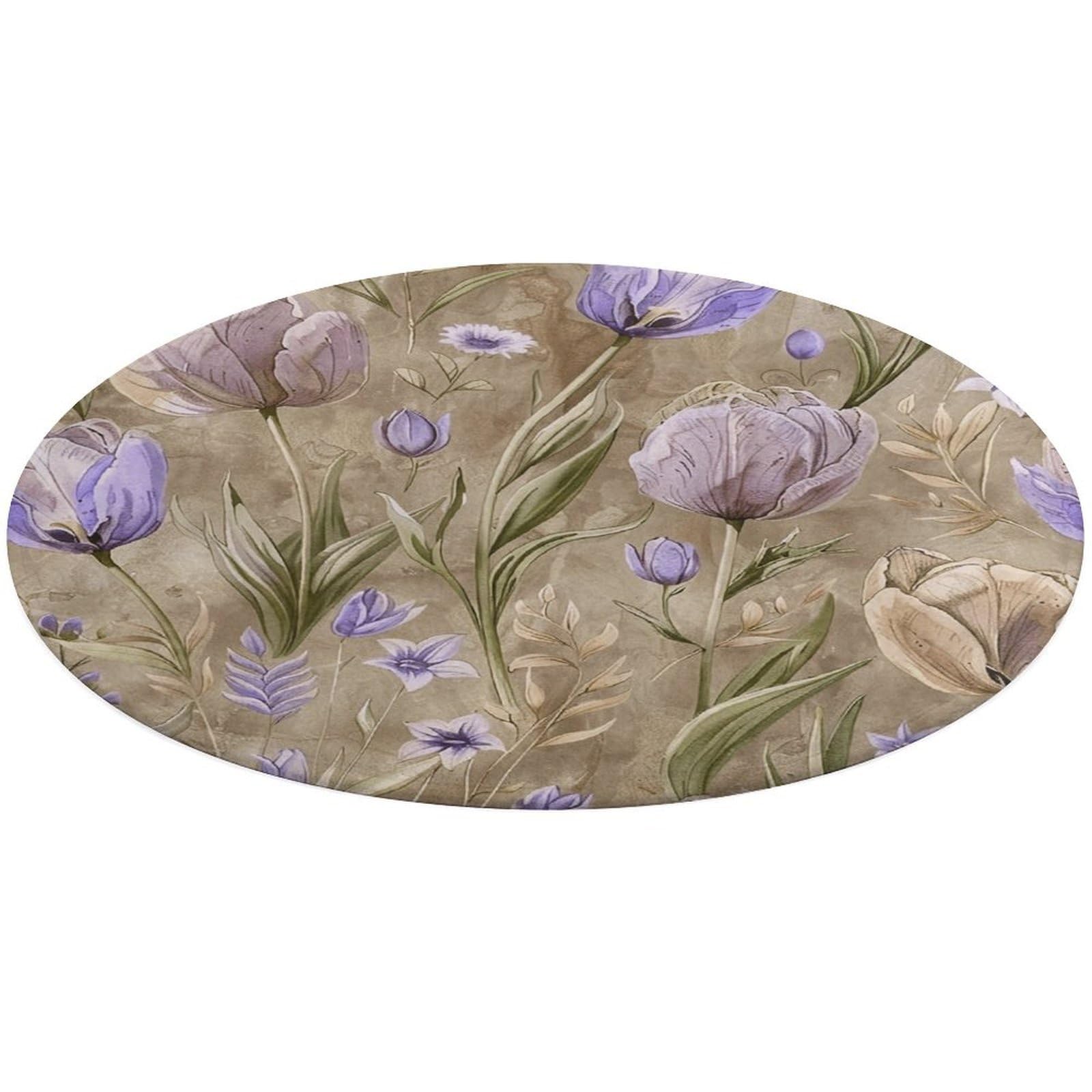 Alfombra redonda decorativa de flores para un baño o cocina más acogedores