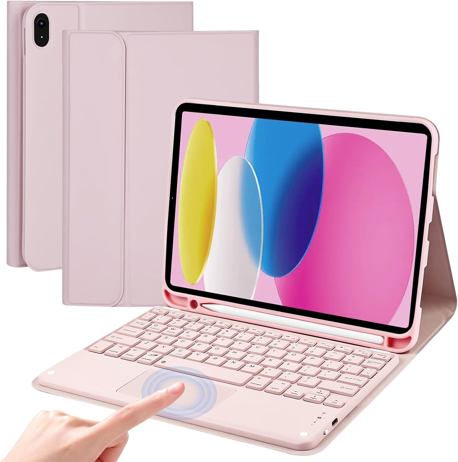 Keyboard Case with Touchpad for iPad (A16) 11th 2025/ 10th Generation 2022 Case with Keyboard - Wireless Detachable Folio Keyboard Cover for iPad 11-inch A16/10th Gen 10.9-inch, Pink
