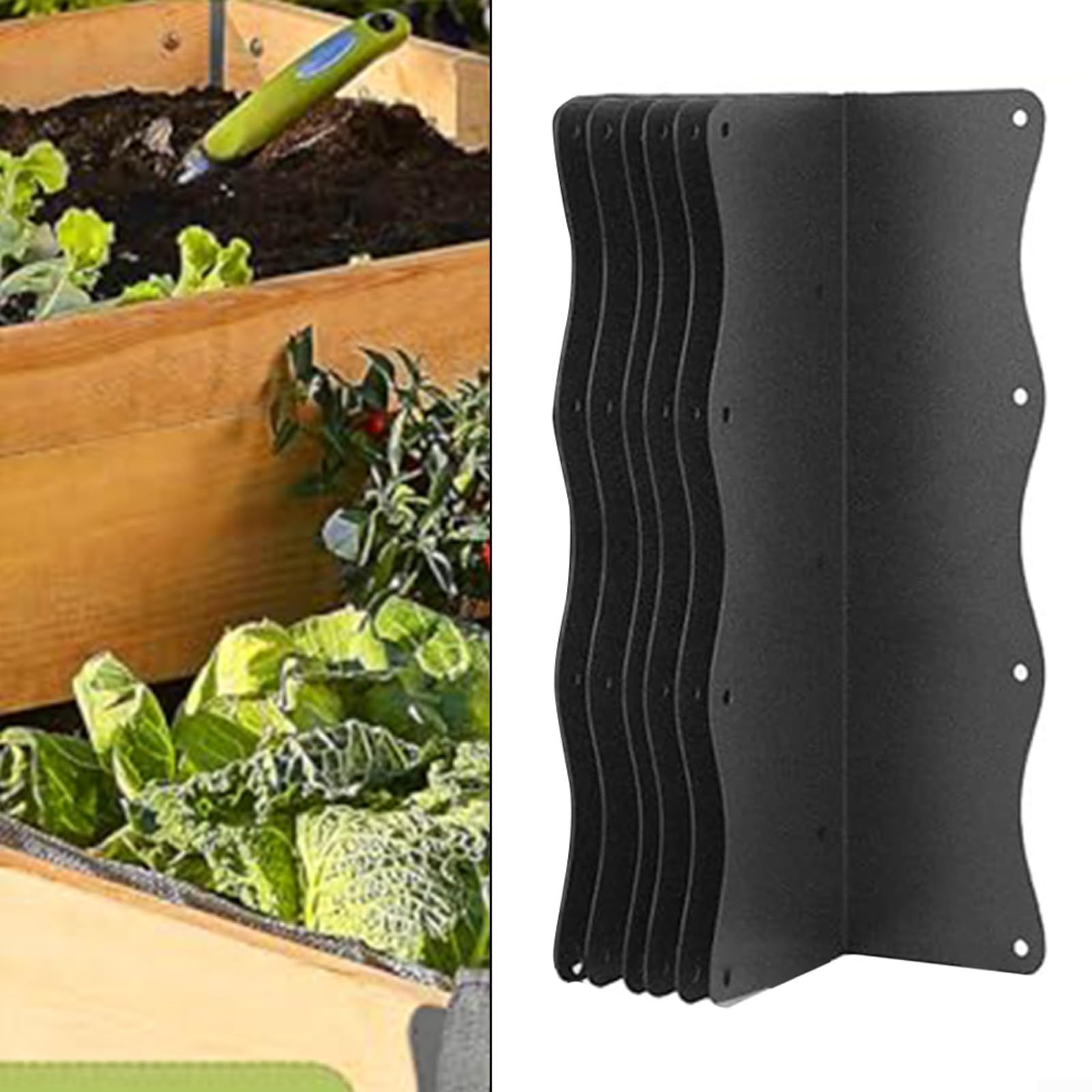 Staffe angolari a forma di L, in acciaio inox, per aiuole rialzate, scaffali, mobili, colore nero, confezione da 8 (8 pezzi)