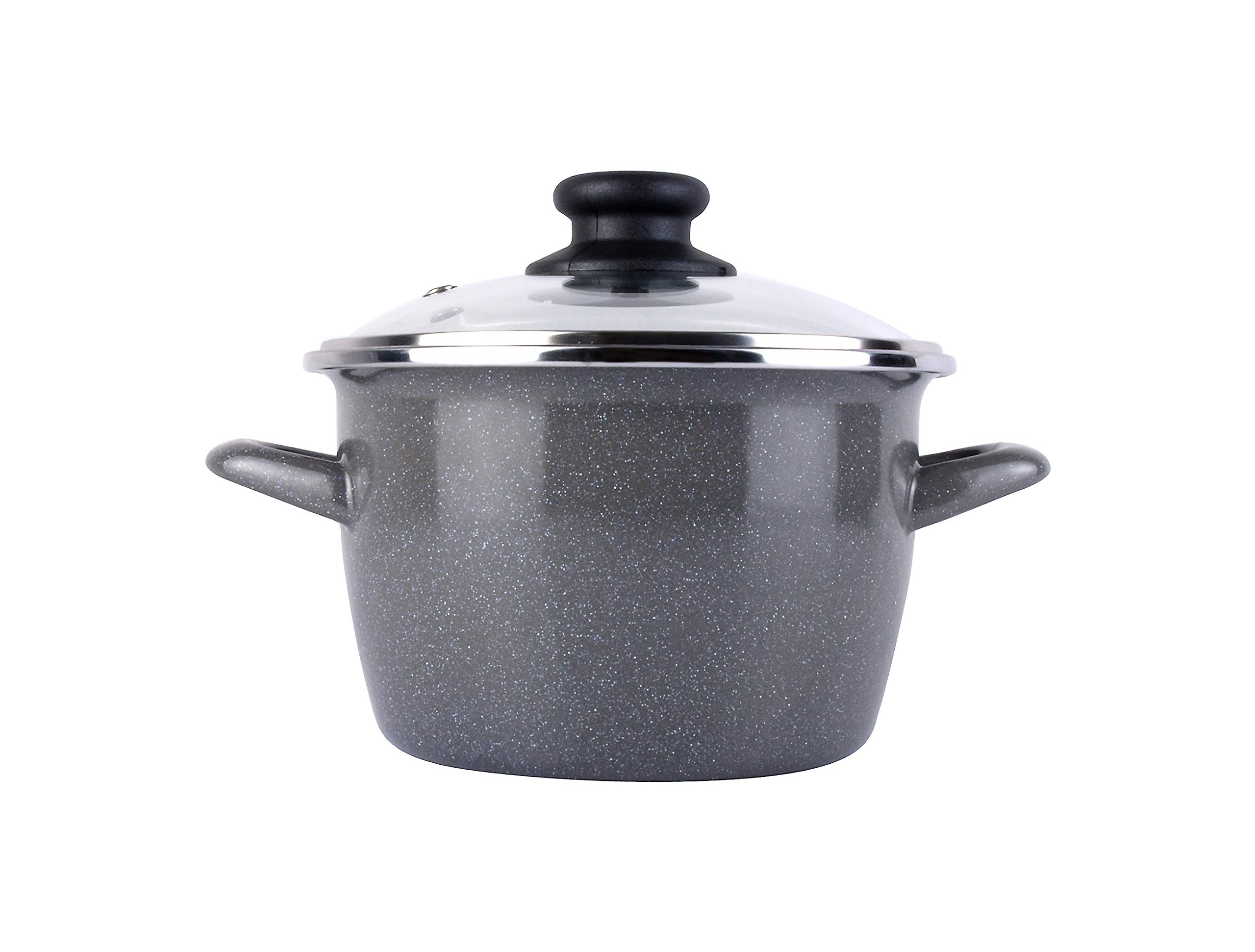 MAGEFESA K2 GRANSASSO 24 Pot with Glass lid, vitrified enameled Steel, in Gray, Induction and Dishwasher 24 cm, Multicoloured