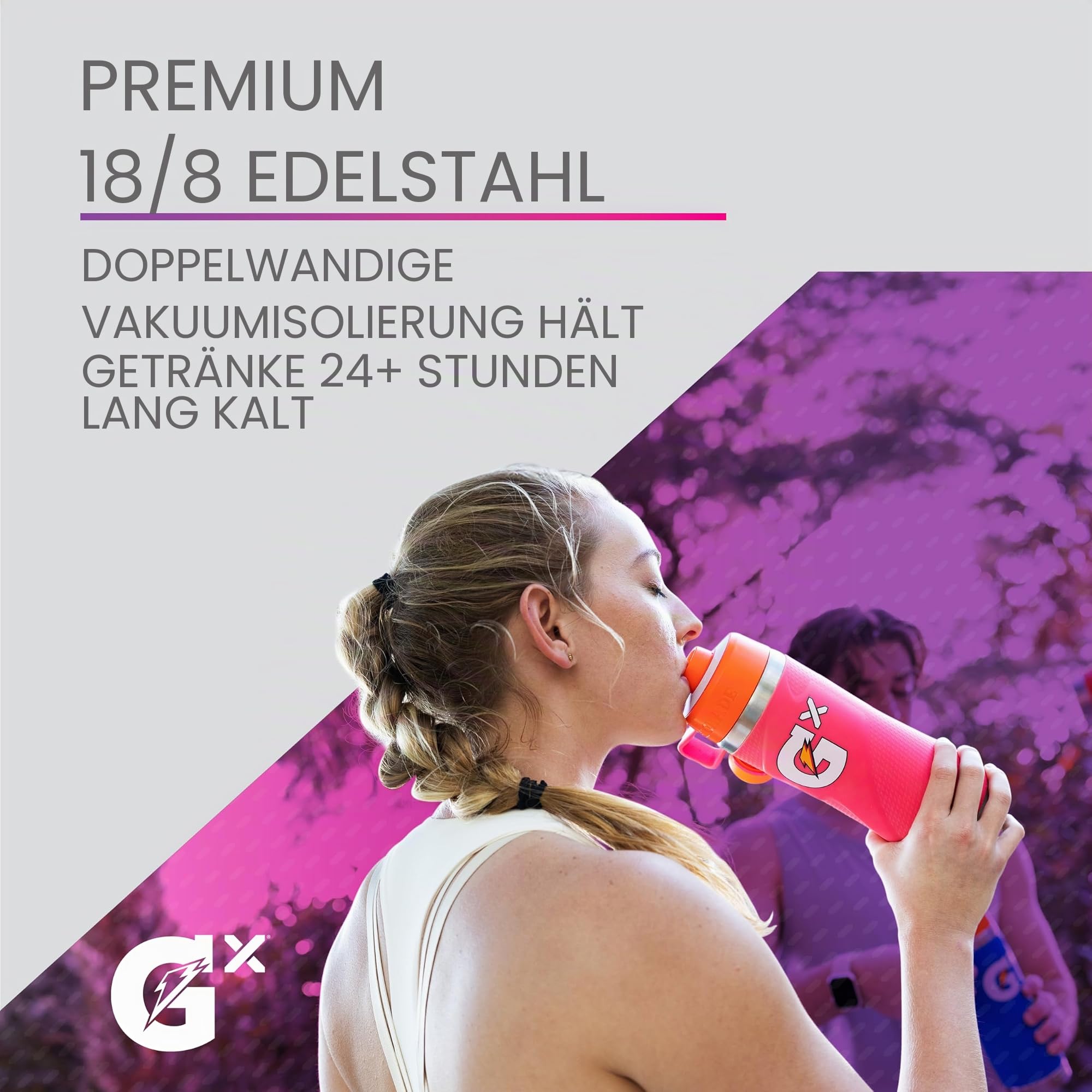 Gatorade Gx Edelstahlflasche, Weiß, 907 ml
