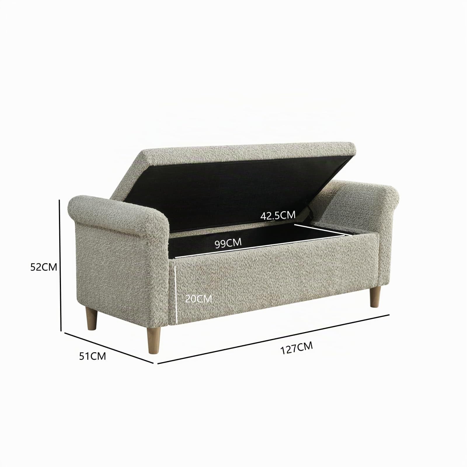 Banquette 2 Places,Fauteuil Salon,Repose Pied avec Espace de Rangement,Petit Canapé,Tabouret,pour Salon Bureau Chambre (Camel)
