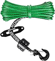 Vista 27 de Kit de cuerda de cabrestante sintética de 3/16 pulgadas, 3/16 pulgadas x 50 pies, 8500 libras de fuerza ATV línea de cuerda con gancho de acero