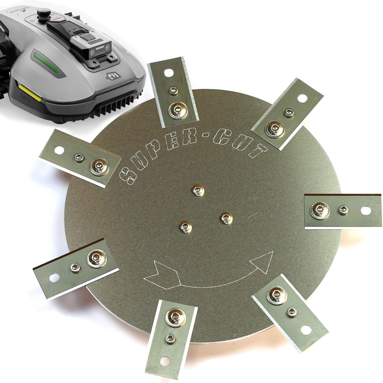 Yuka Mini 1/2 Messerscheibe Edelstahl/Aluminium 190mm Schnittbreite | 7 feststehende Ceranfeldschaber Klingen, Mähroboter, Heavy Duty, Mähroboter Tuning Messerteller Ersatzteil