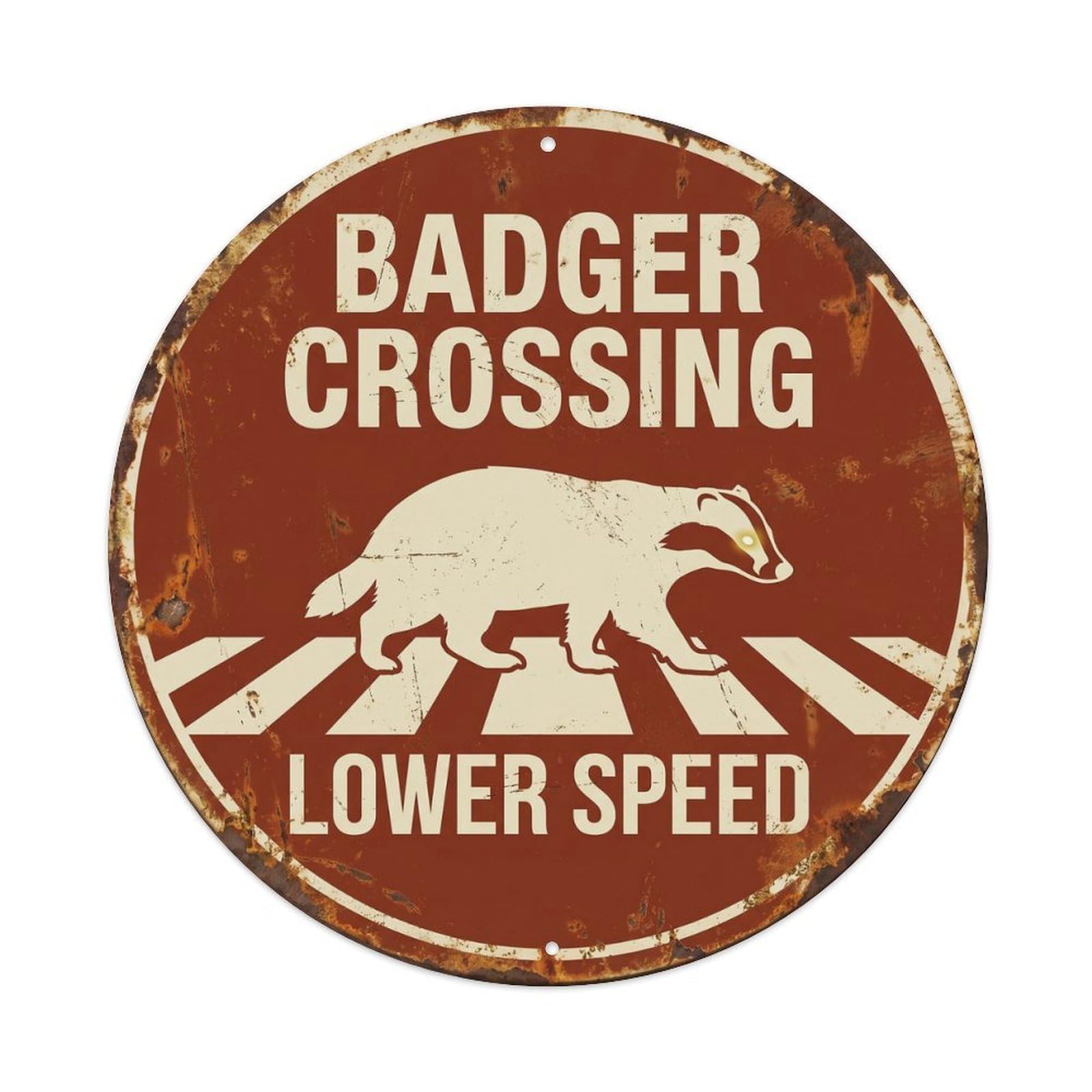 Badger Crossing Lower Speed Nostalgic Metal Tin Sign