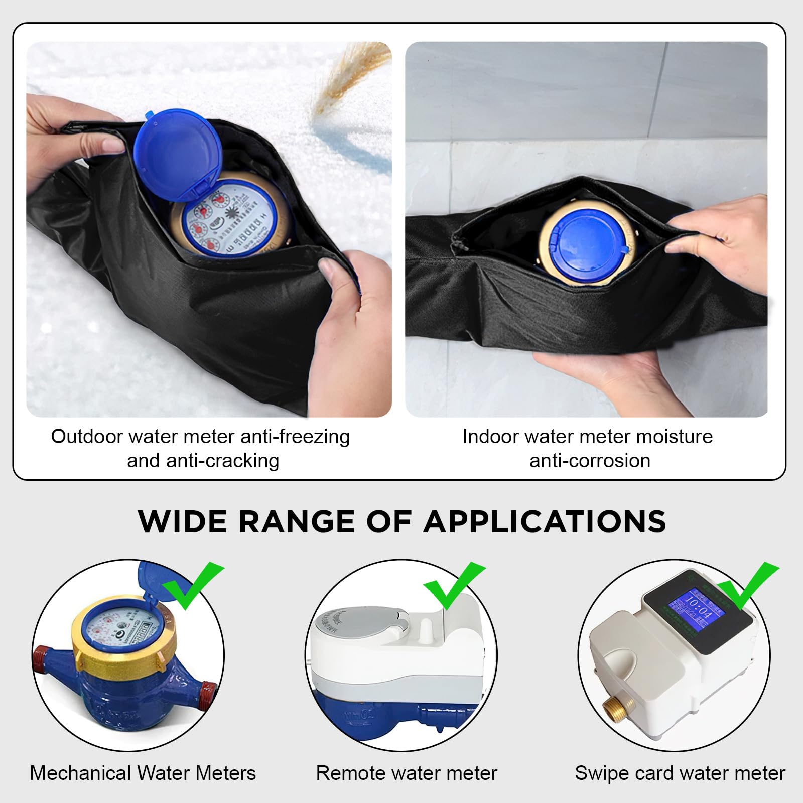 Coprirubinetto Antigelo per Esterni, 55x25cm Copri Rubinetto Antigelo, Coperchio Isolato per Contatore Acqua, Universale Copertura Isolante Contatore Acqua, Protezione Invernale dei Tubi