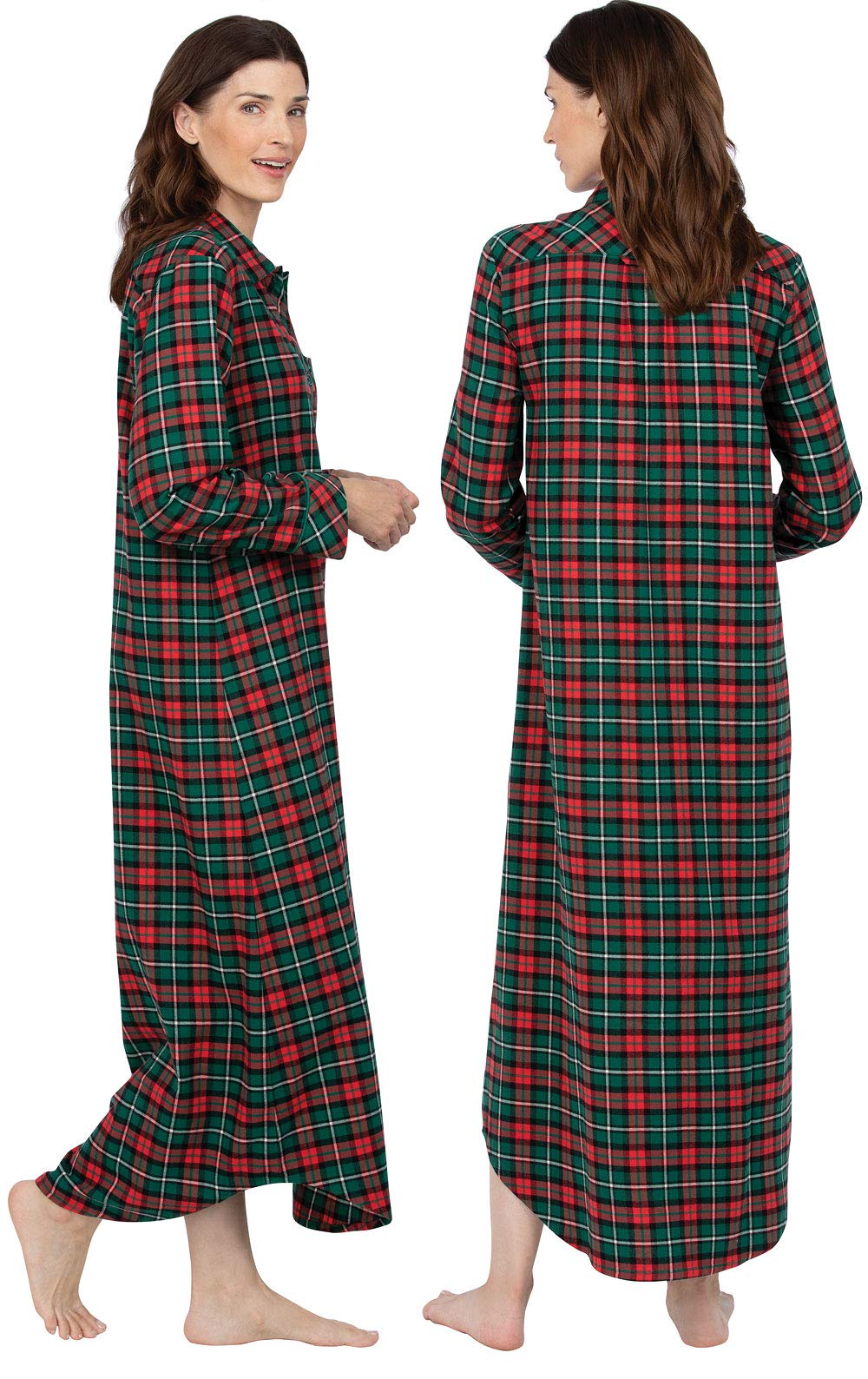 PajamaGram - Camisón clásico para Mujer - Franela - A Cuadros Escoceses