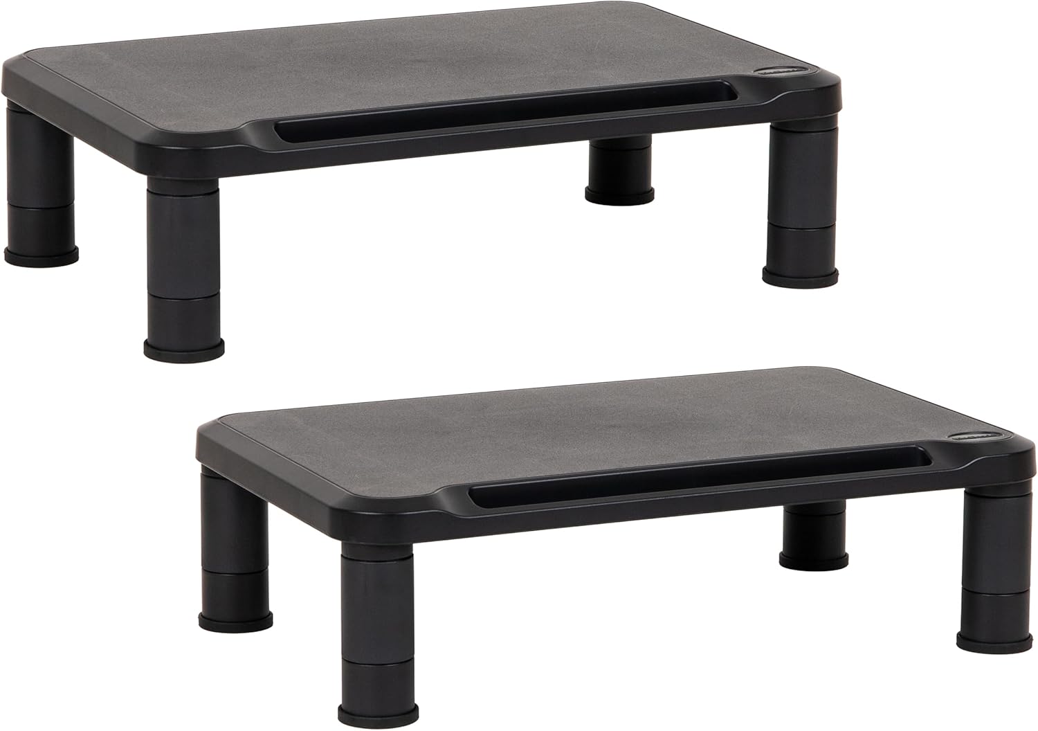 Mind Reader Monitor Stand, Height Adjustable, Laptop, Computer, Riser, Office, 15"L x 9.5"W x 4.25"H, Set of 2, Black